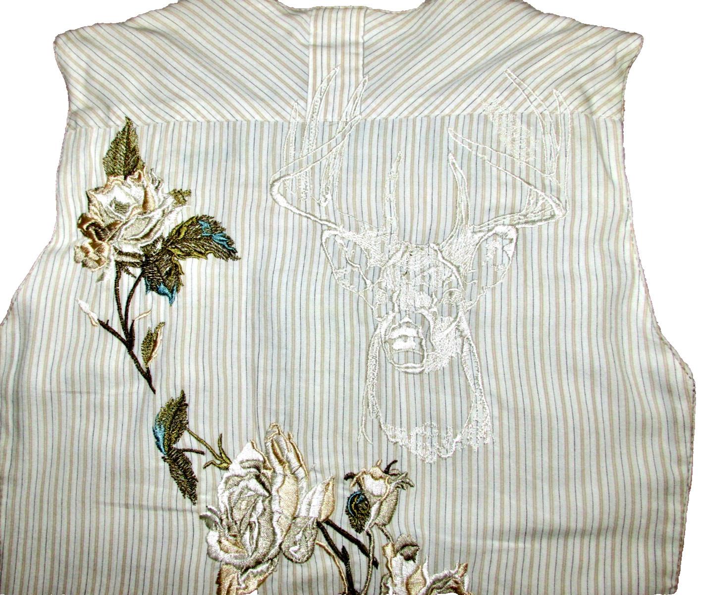 VTG Y2K Johnny Was 3 J Workshop Leather Embroidered tie back Vest M VERY RARE