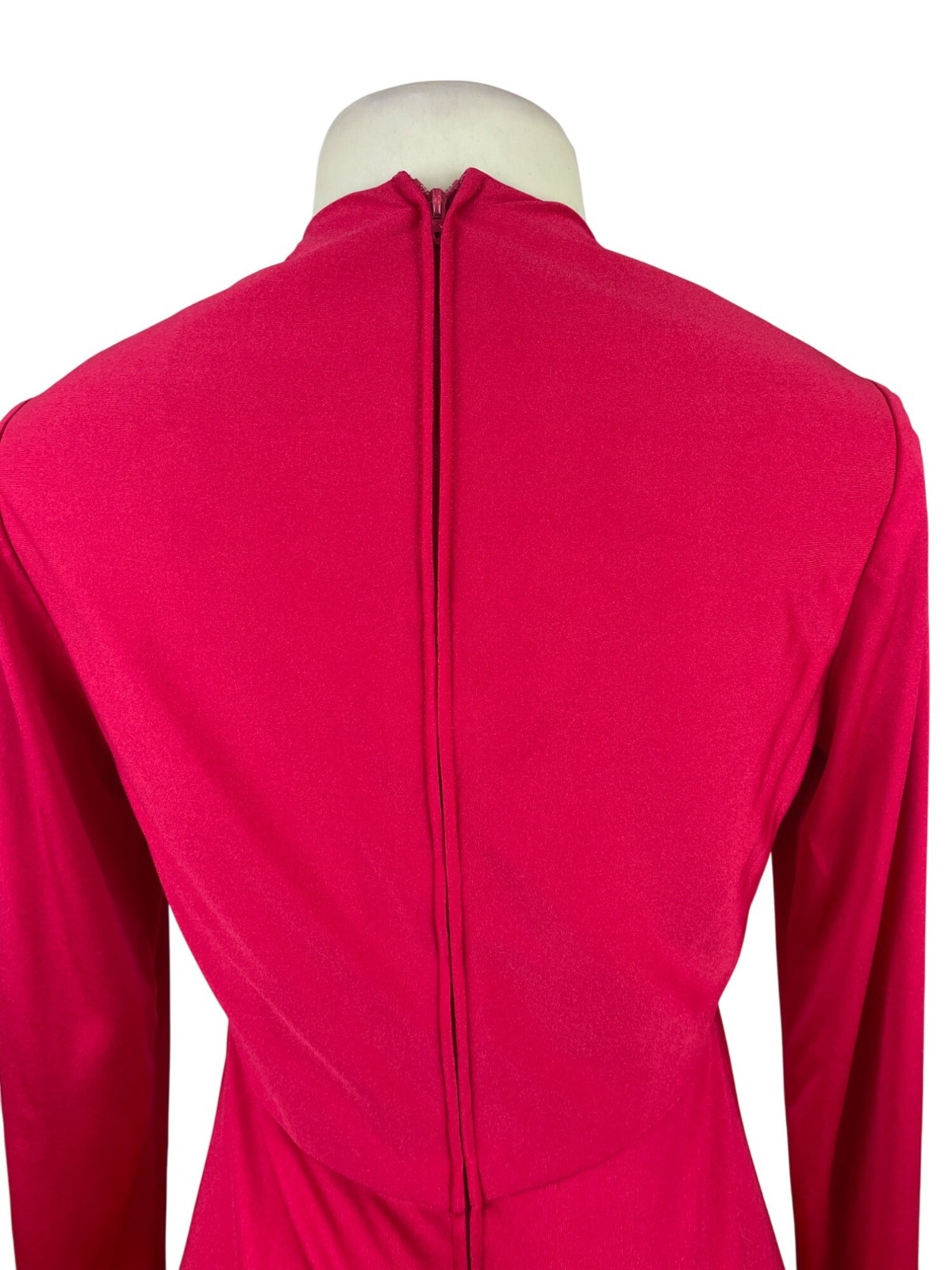 Vintage Leo Narducci Long Sleeve Red Maxi Dress With Knotted Front Detail