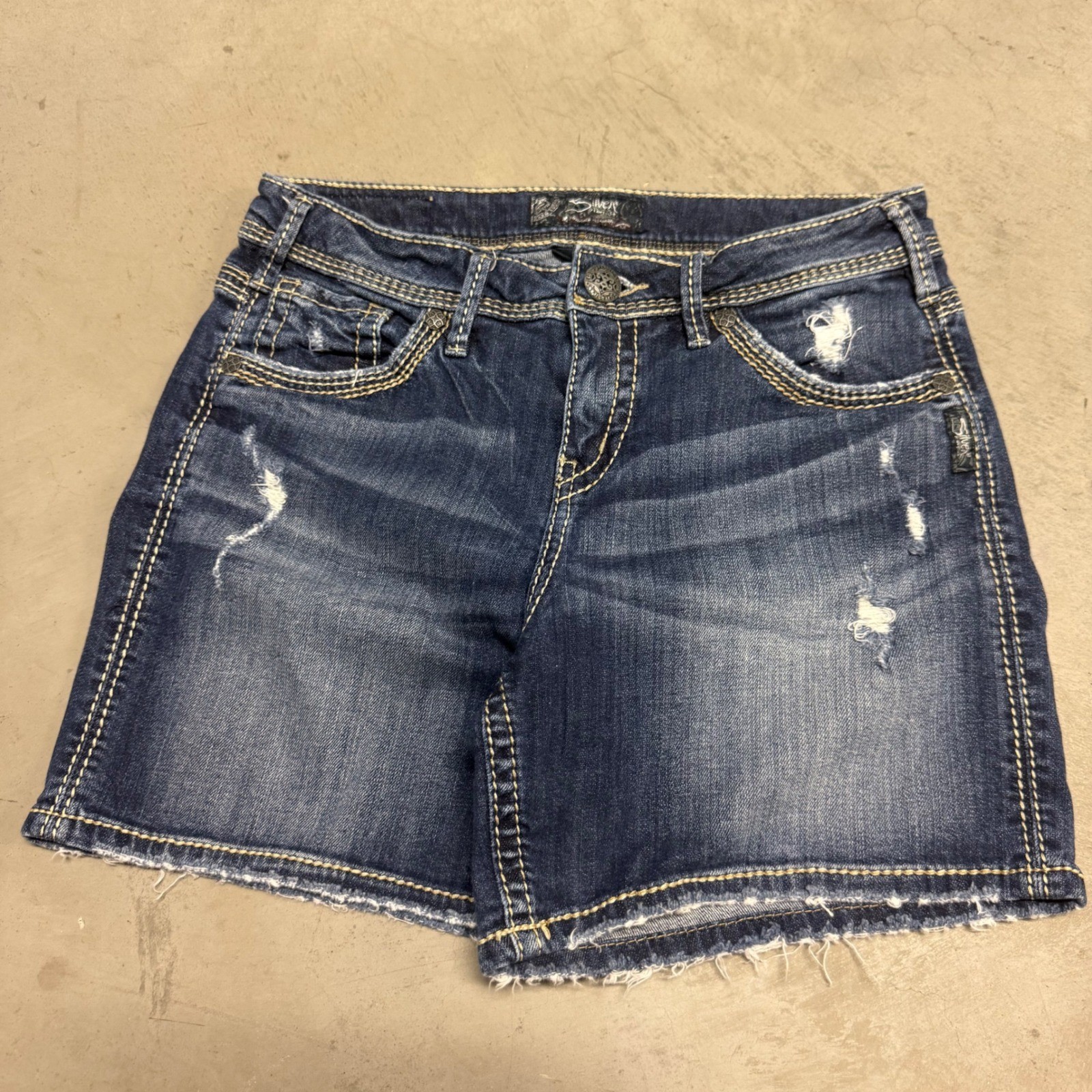 Vintage y2k Women&rsquo;s Silver Jean Shorts