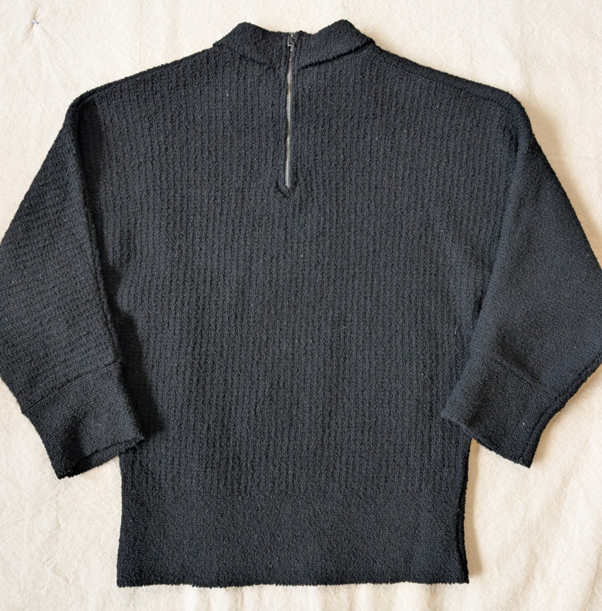 VTG 50s Serbin Virgin Wool Dolman Sleeve Peter Pan Collar Ribbed Crop Sweater SM