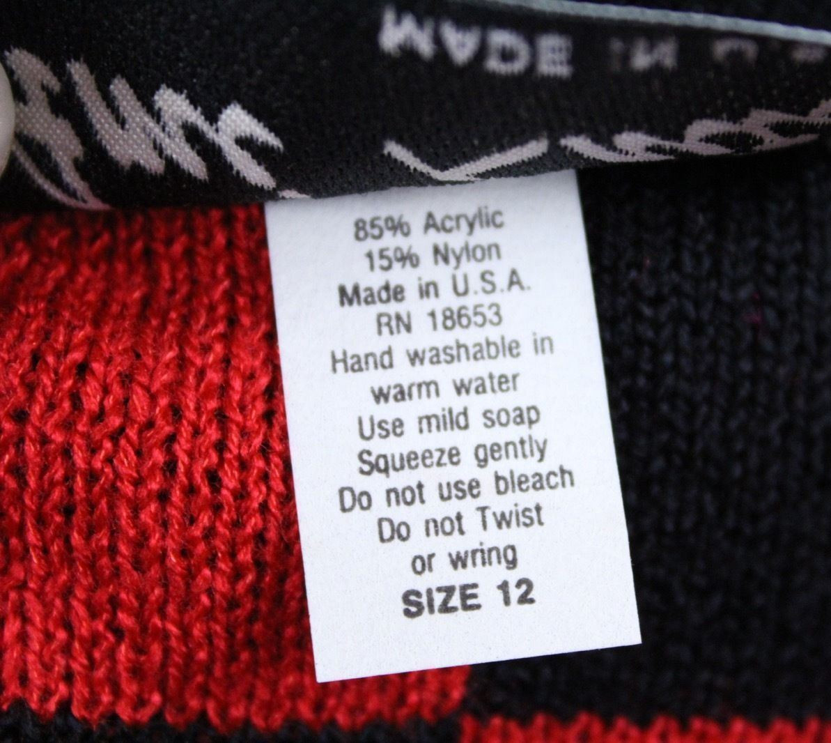 VTG 80s Ami Knits Black Red Checkerboard Crown Sweater NWOT M L Bold Shoulders