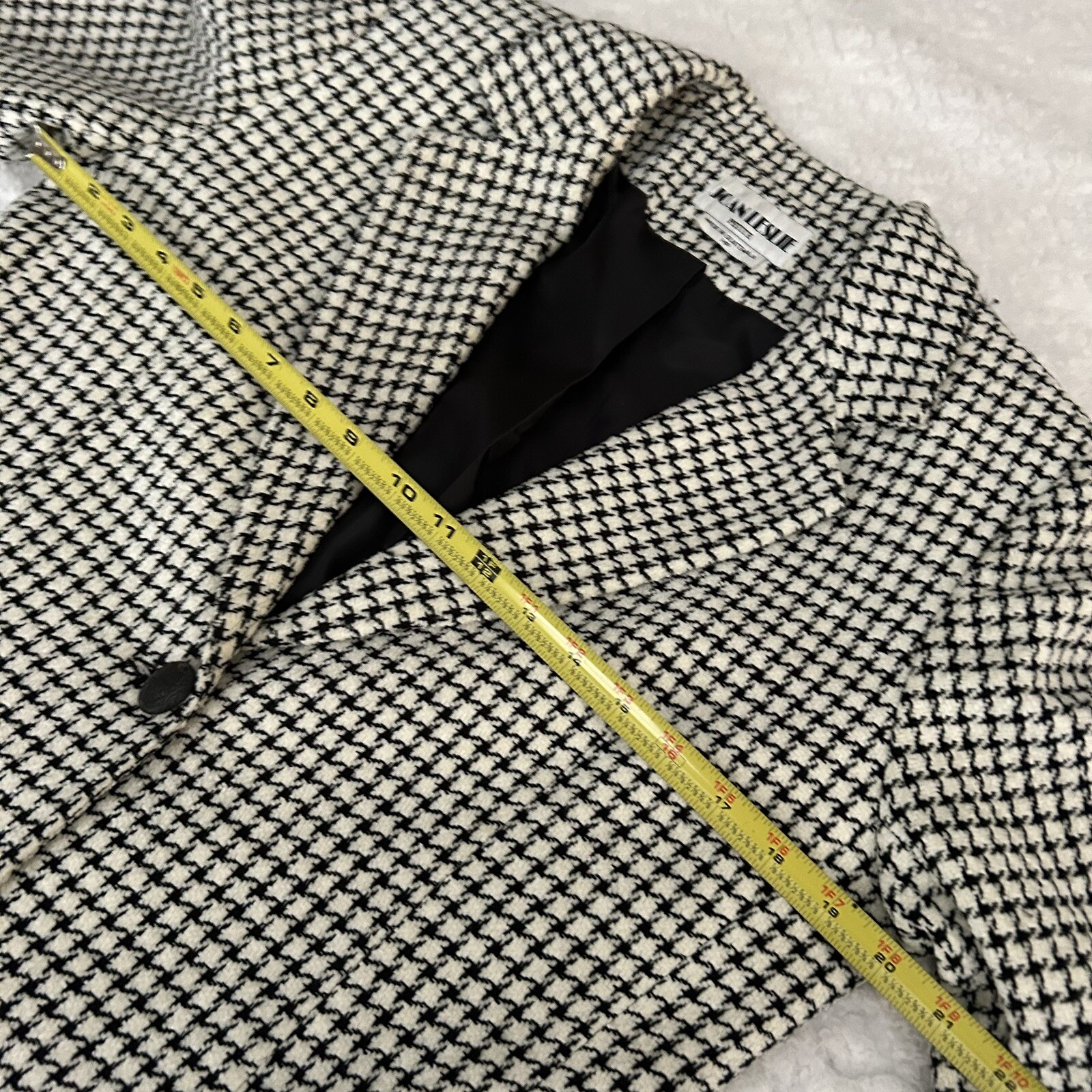 Houndstooth Black & White Blazer Jacket Vintage Joan Leslie 14 Petite