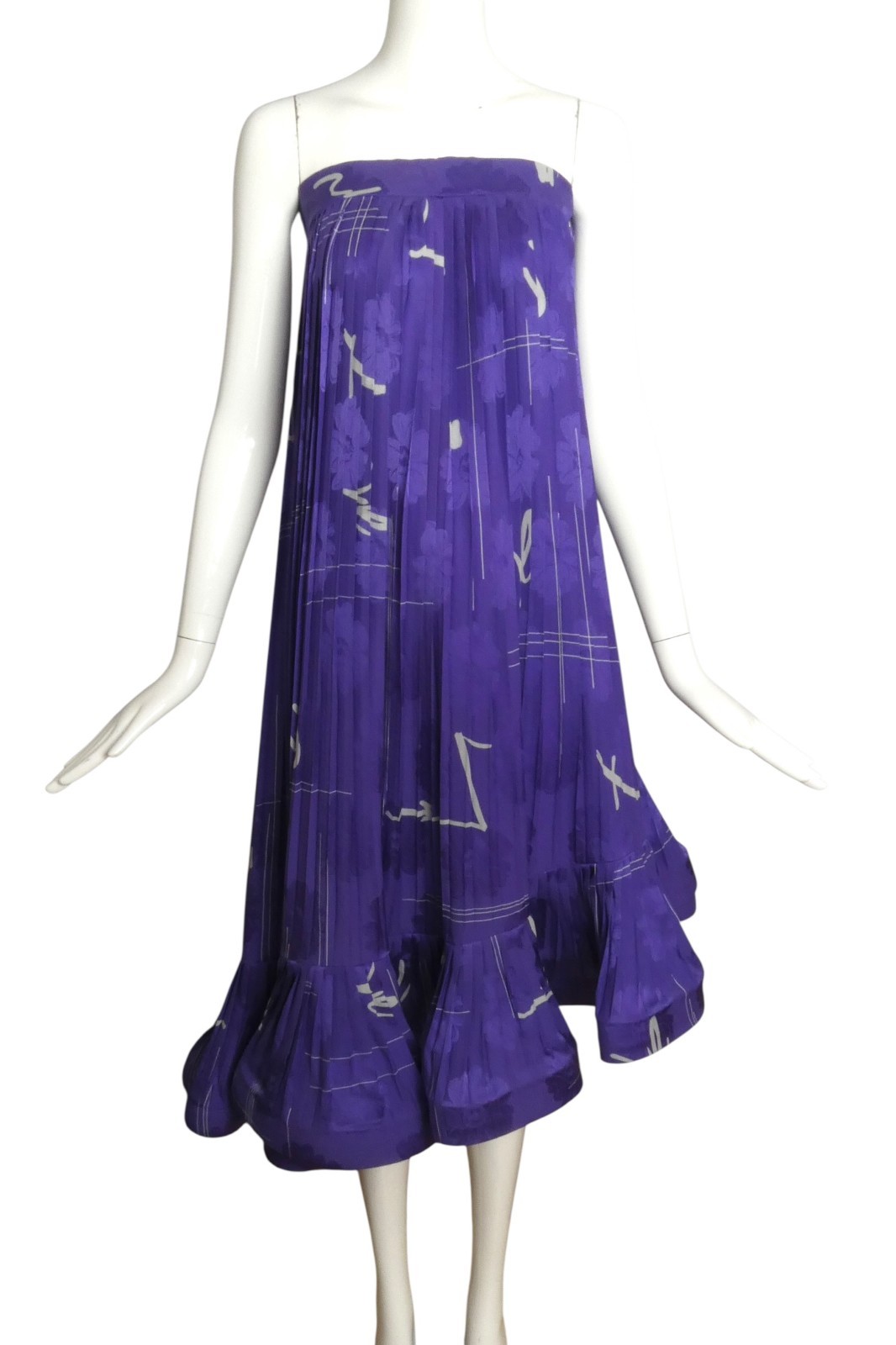 PIERRE CARDIN HAUTE COUTURE – 1989 Pleated Silk Party Dress, Size-4