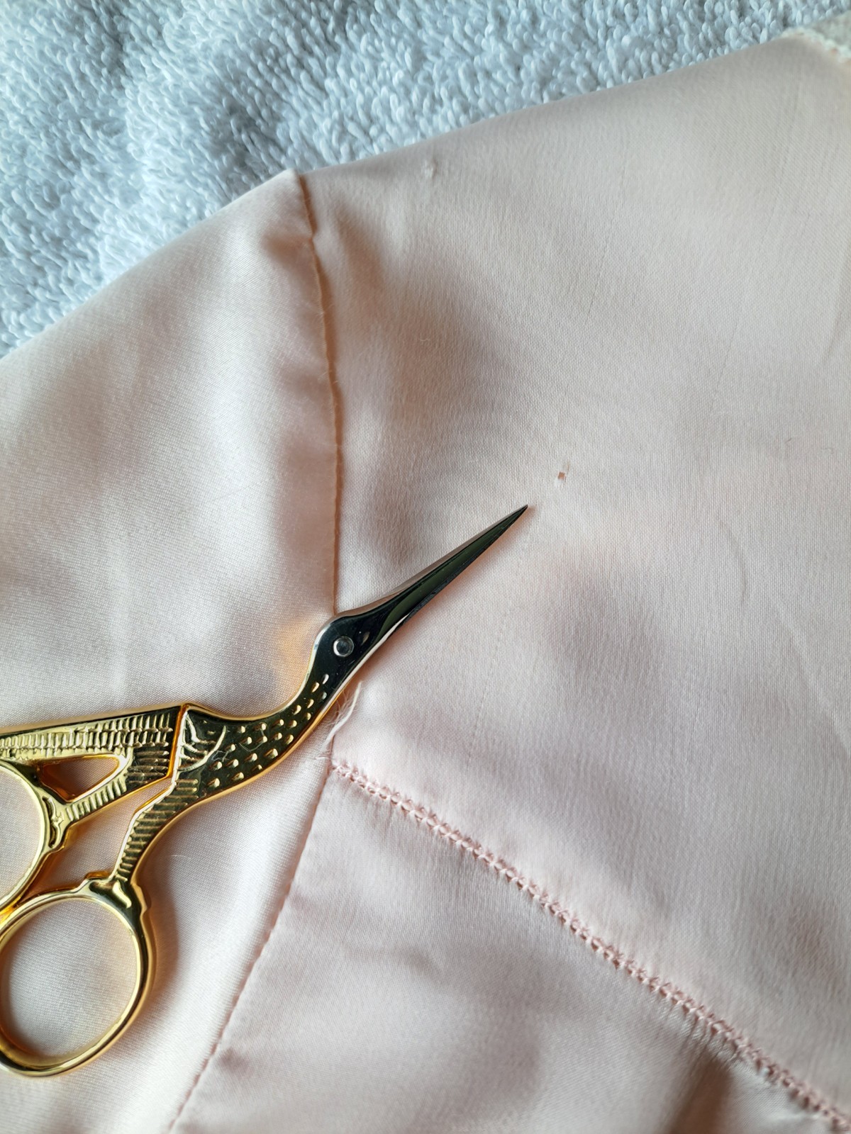 Vintage Peach Satin Bed Jacket Silk Blend Lace Trim Applique Sz S/M/L Scalloped