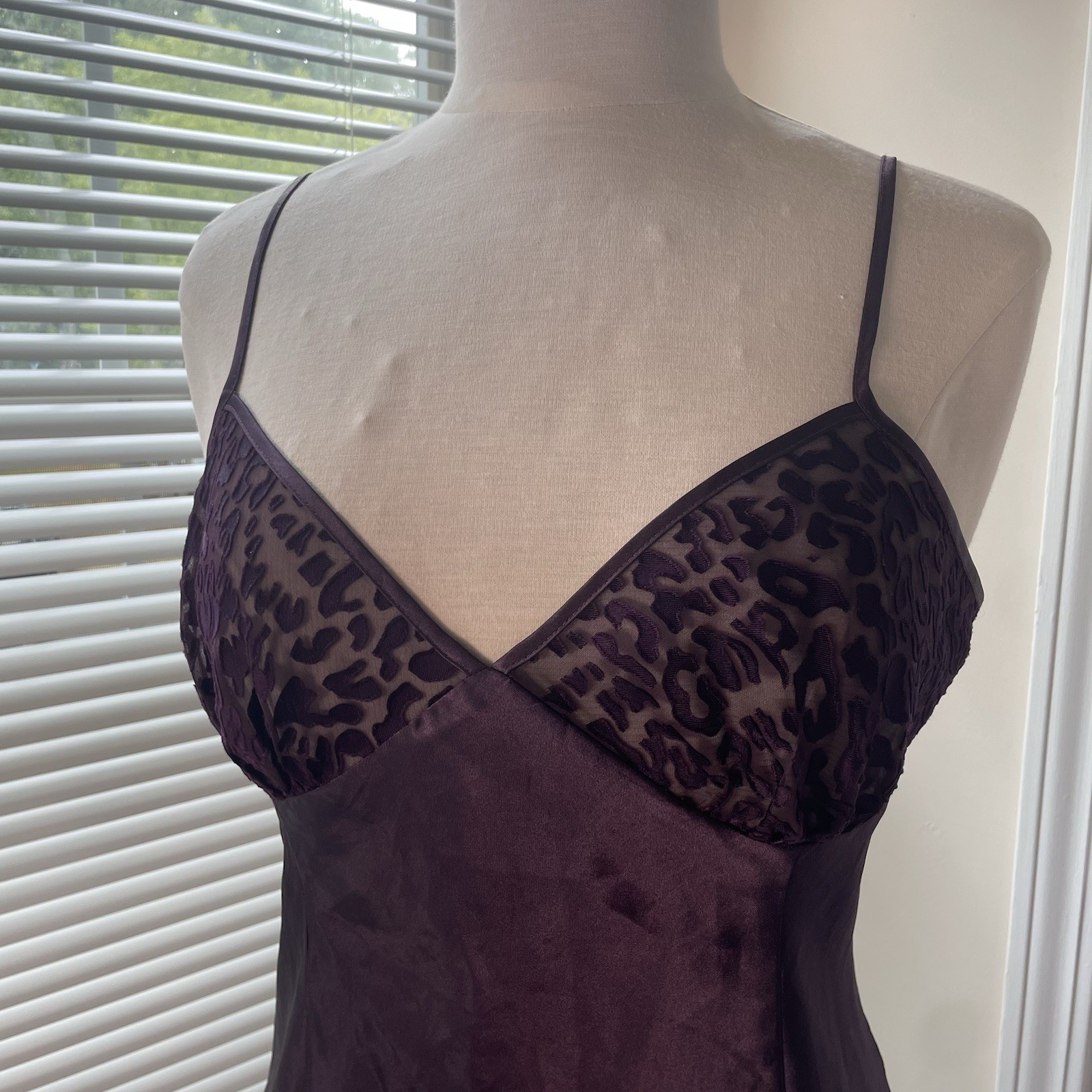 Vintage Purple Leopard Print Side Slit Intimate Slip Dress Oily Y2K Goth Size M