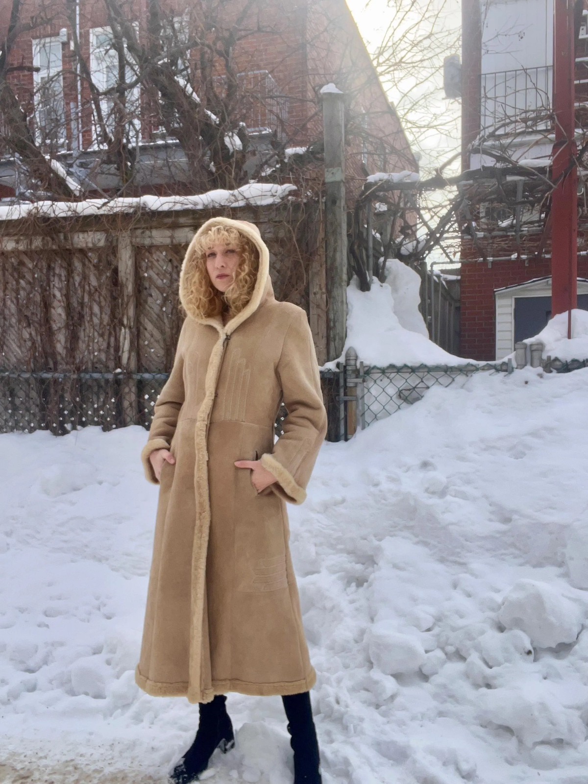 TURKIS TUKKU Vintage 1970s Embroidered Shearling Penny Lane Sheepskin Coat