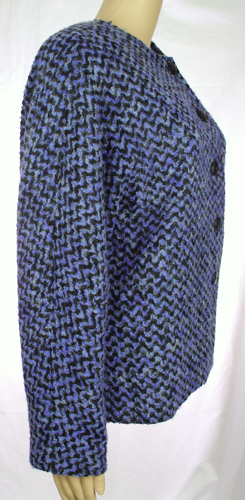 1980s Vintage Castleberry Suit Jacket Blazer Blue Wool Mohair Blend Boucle 12
