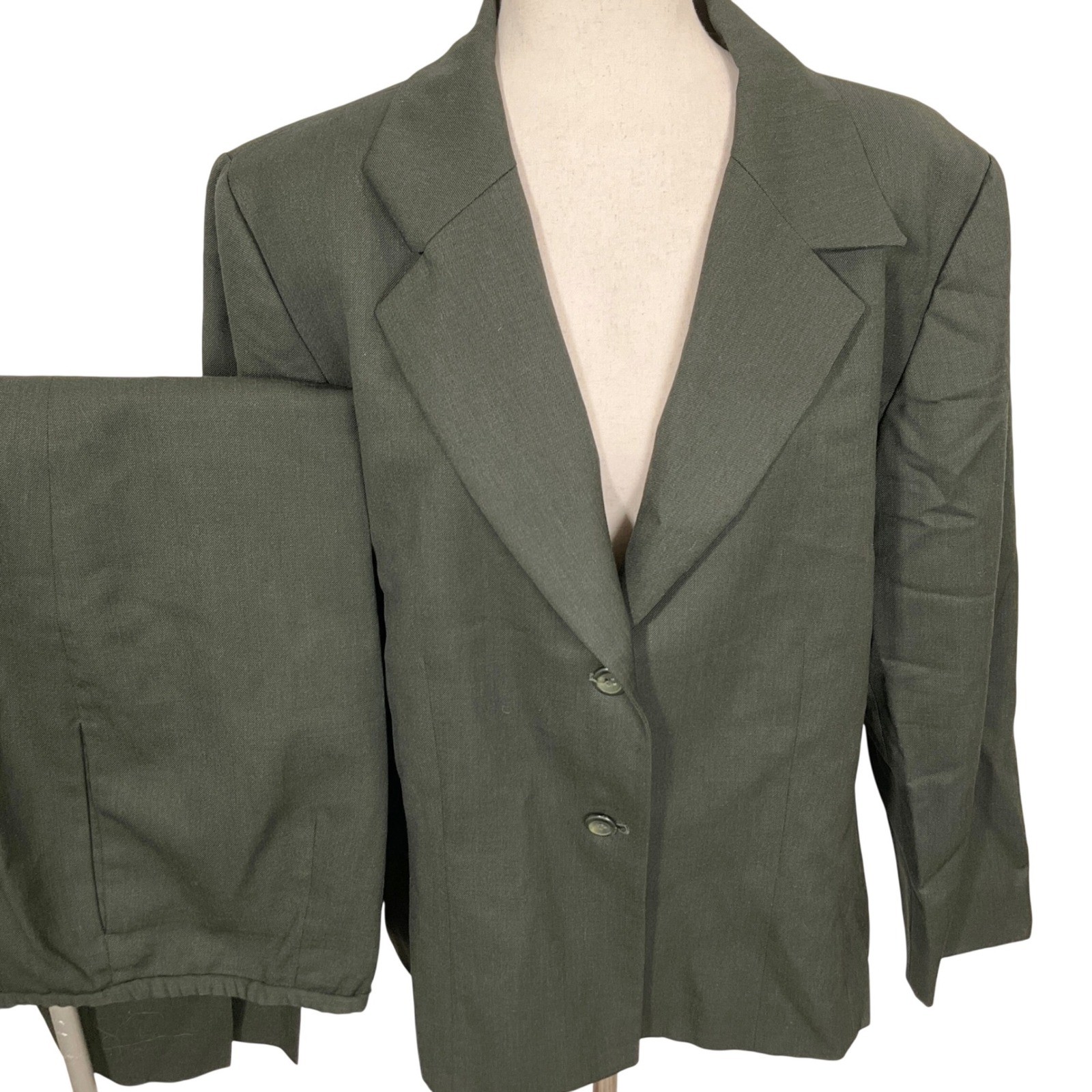 Pendleton Pantsuit Womens 18W Green Corporate Minimalist Preppy Wool USA VTG