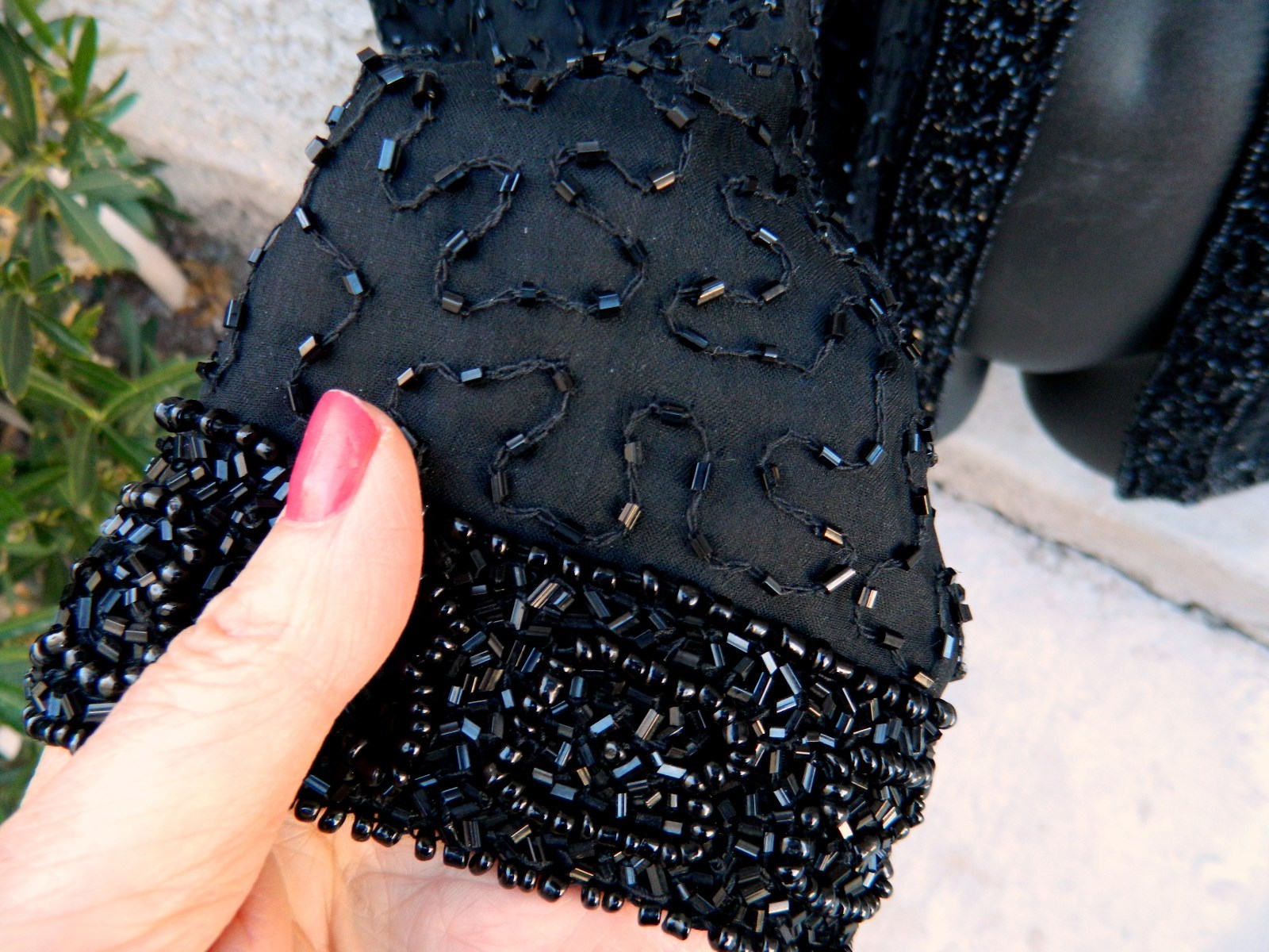 LAURENCE KAZAR BEADED SEQUINED JACKET BLACK SZ L VINTAGE 7 HOOK CLOSURE