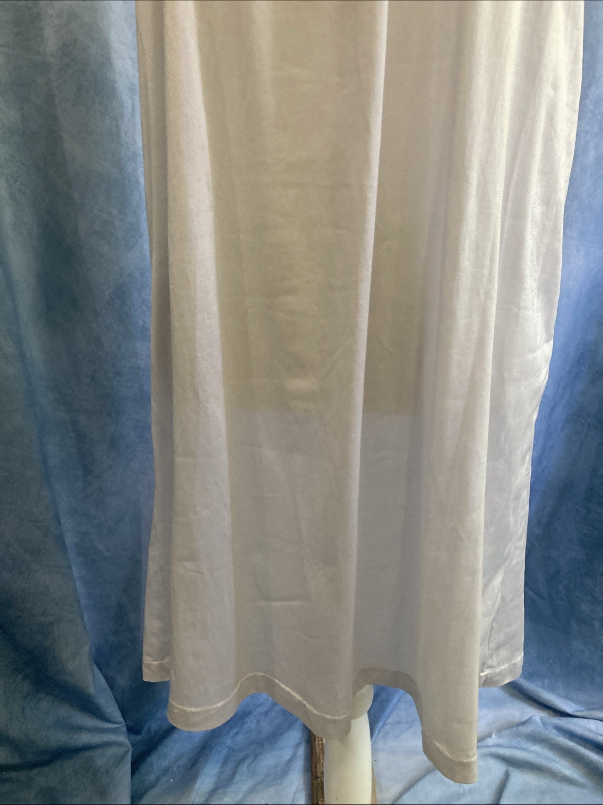 Vtg 90s Simply Basic White Ivory Nylon Nightgown XS/S Lace Trim Single Stitch