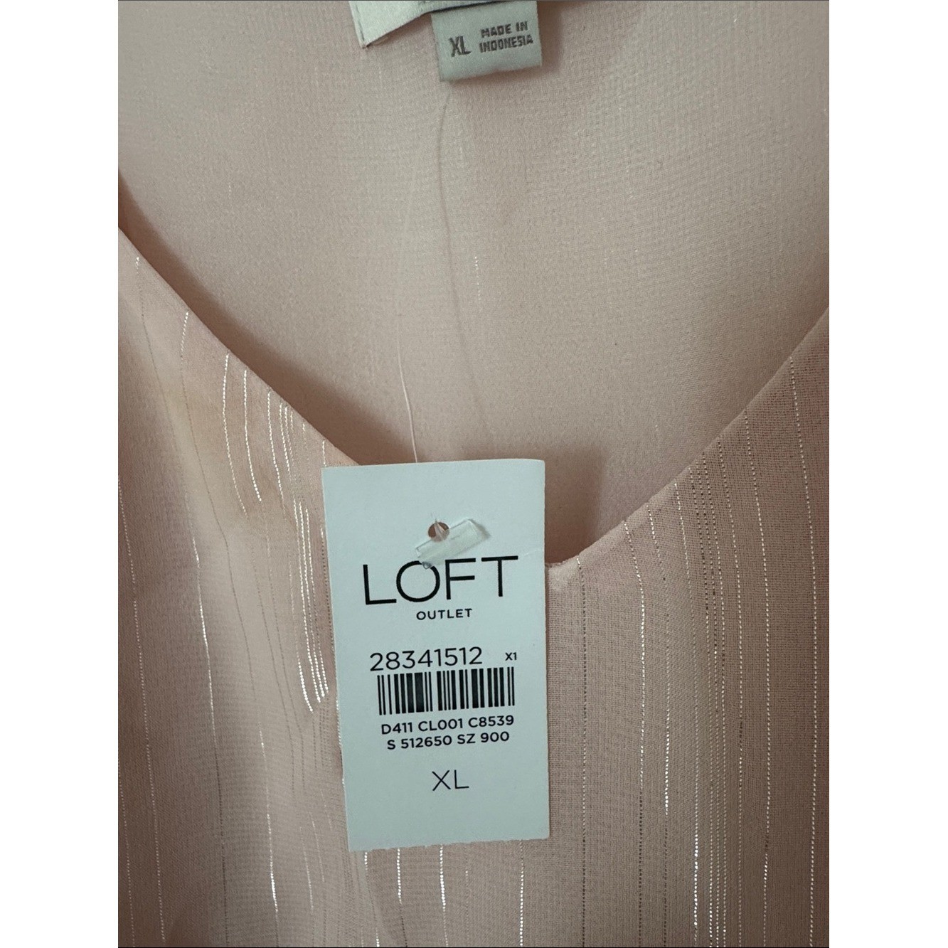 NWT LOFT Pink Metallic Shimmer Capsule Office Business VNeck Cami Tank Blouse XL