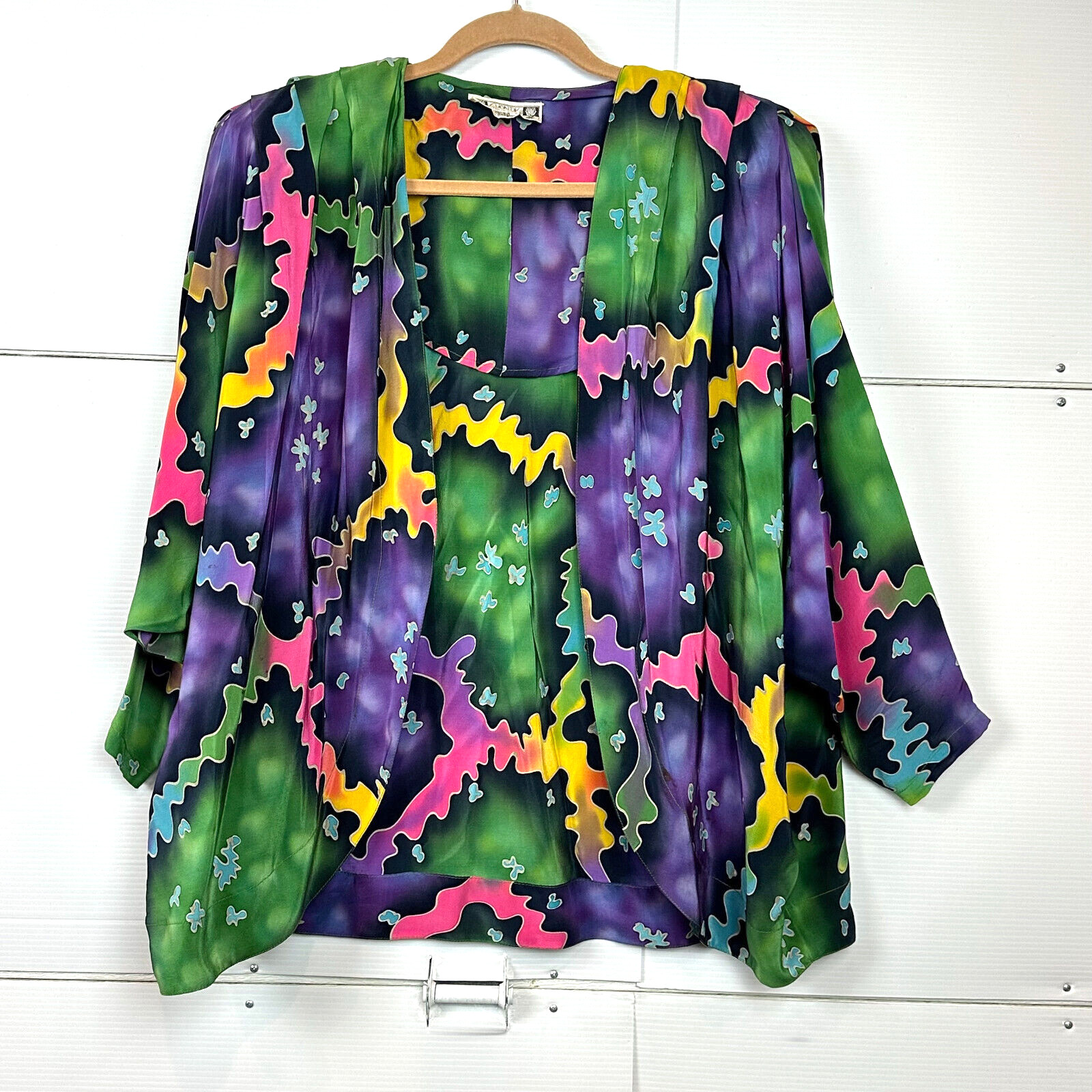 Chantik 100% Silk Loose Blazer Womens One Size Made In Katmandu Nepal Vintage