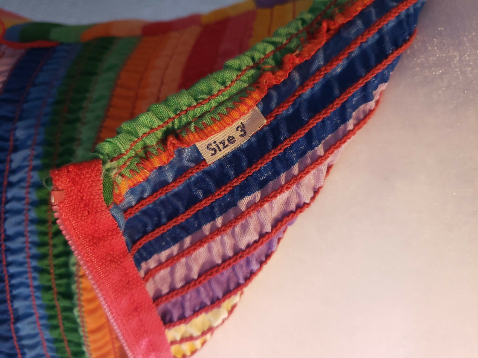 Vtg 60&rsquo;s Rainbow Chevron Stripe Mod Hippy Pride Sun Day Dress 3 XS S