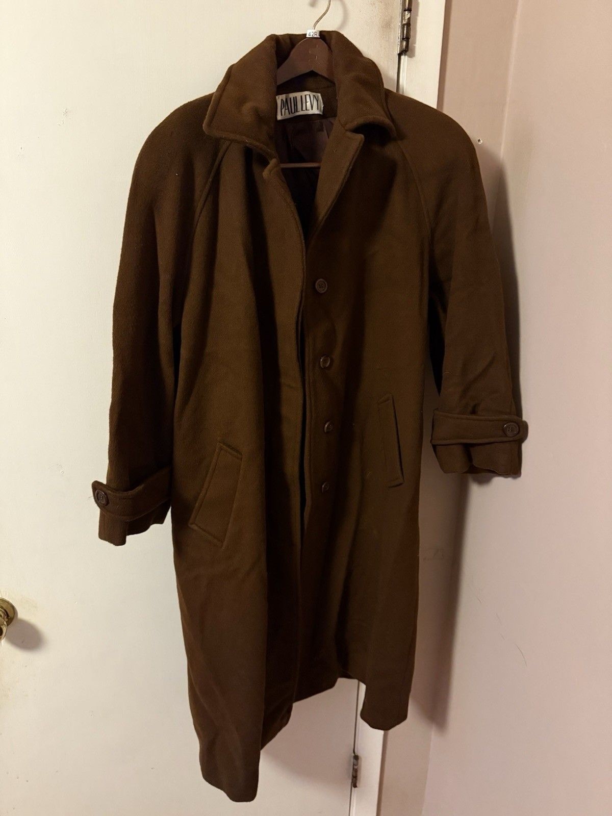 Vintage Paul Levy Women&rsquo;s Dark Brown 100% Pure Wool Long Coat – see description