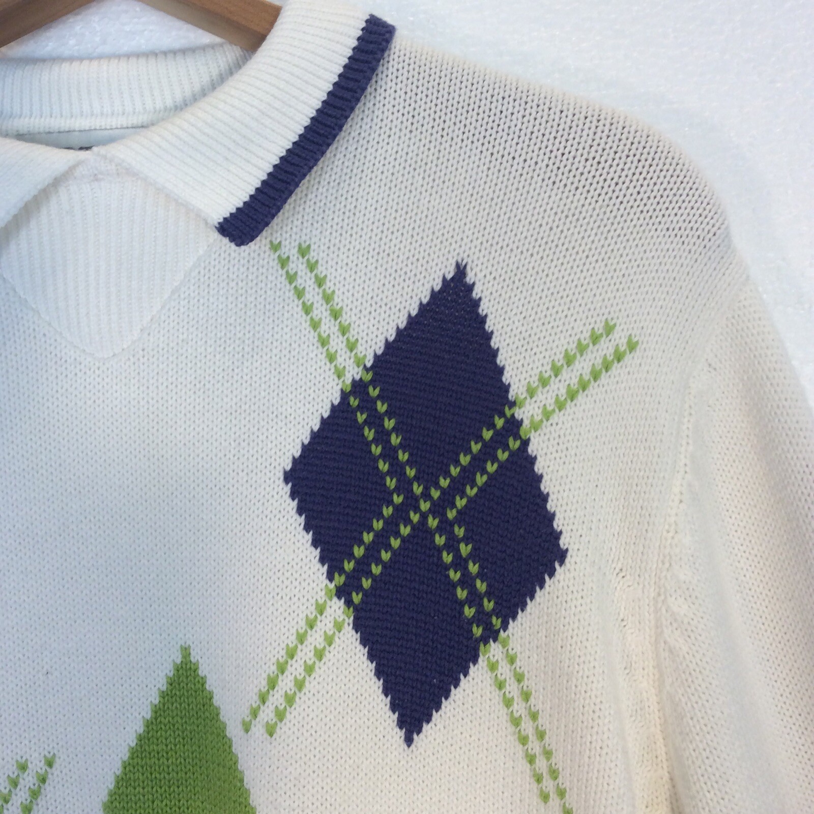 Vintage 80s Petite Sophisticate Medium Collared Sweater Argyle Preppy