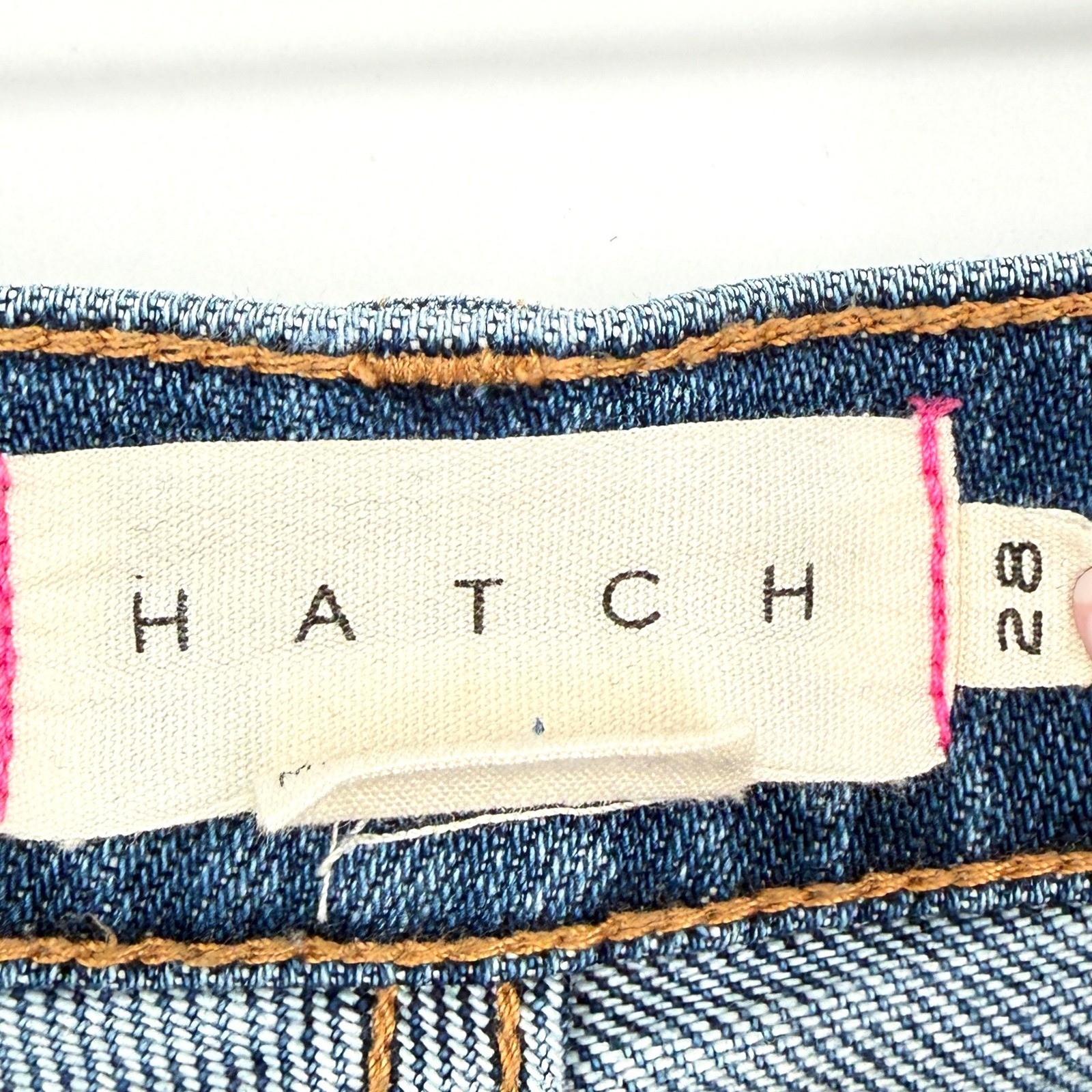 Hatch Maternity Straight Leg Crop Jeans Side Stretch Medium Wash Raw Hem Size 28