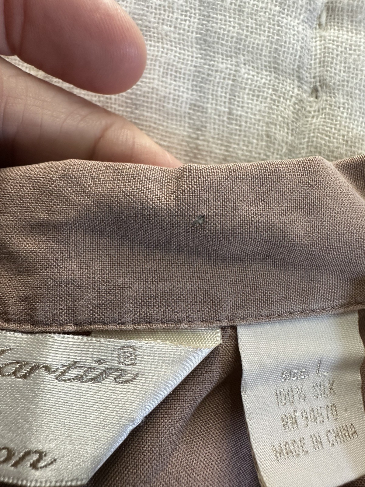 Vintage Peter Martin Quiet Luxury Brown 100% Silk Blouse Large