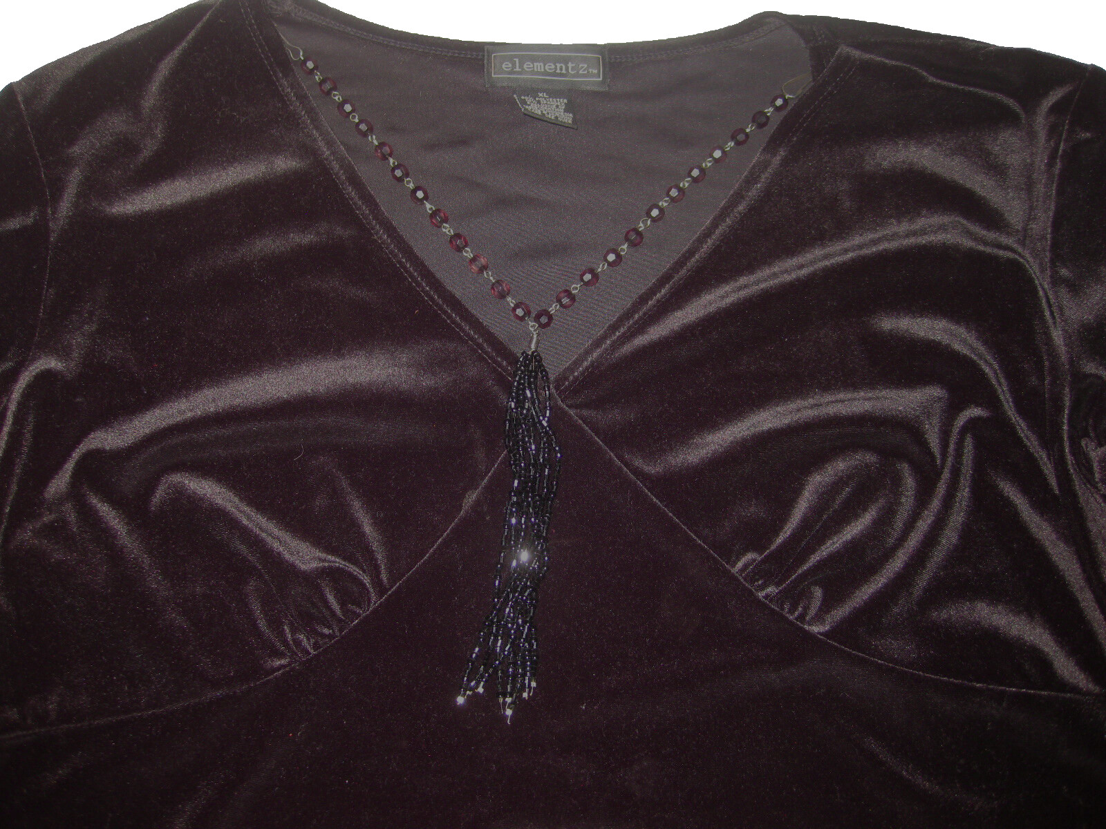 Vintage Elementz Black Velour Long Sleeve Blouse