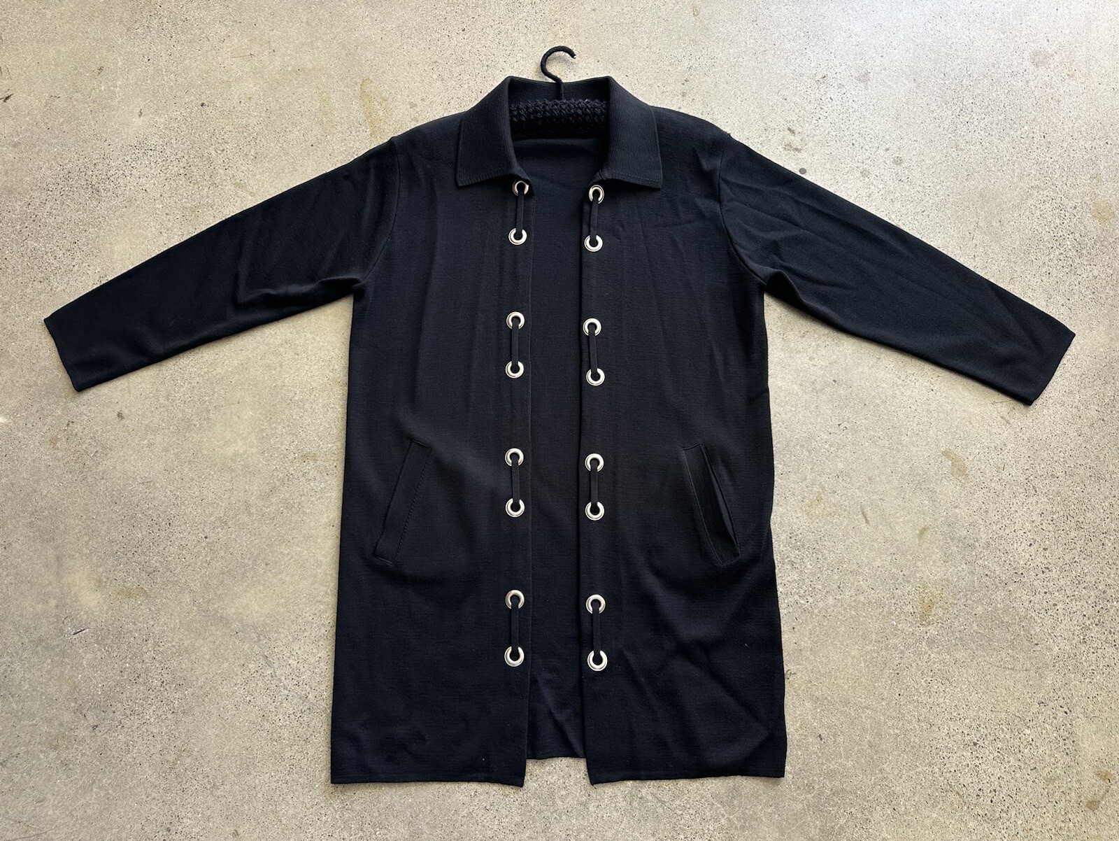 Vintage Alpes Black Fine Merino Wool & Acrylic Blend Turkish Open Front Coat