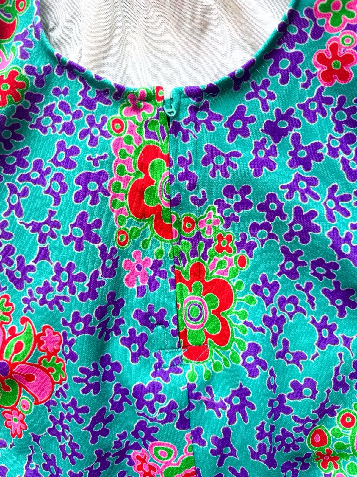 1960s Perfect Fit By Roxanne Size 18 B Cup Swim Suit Zipper Psychedelic Floral