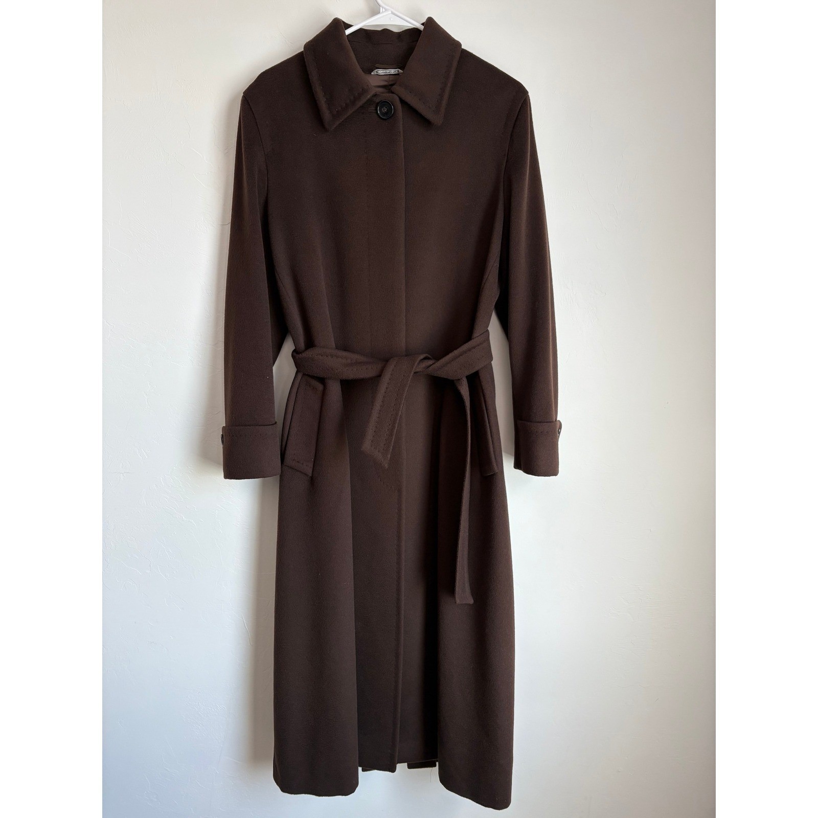 Vintage Max Mara Alpaca Wool Belted City Overcoat Old Money Quiet Luxury Preppy