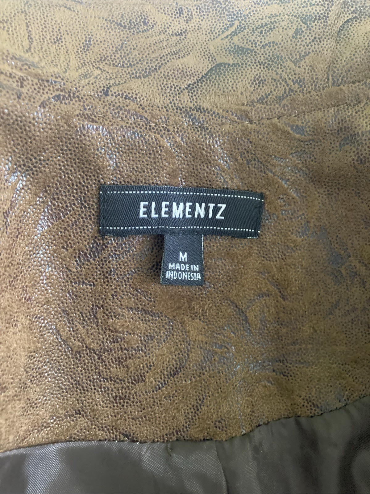 Elementz Brown Faux Suede Ruffle Front Jacket Size M EUC Vintage Y2K MFLJ0128