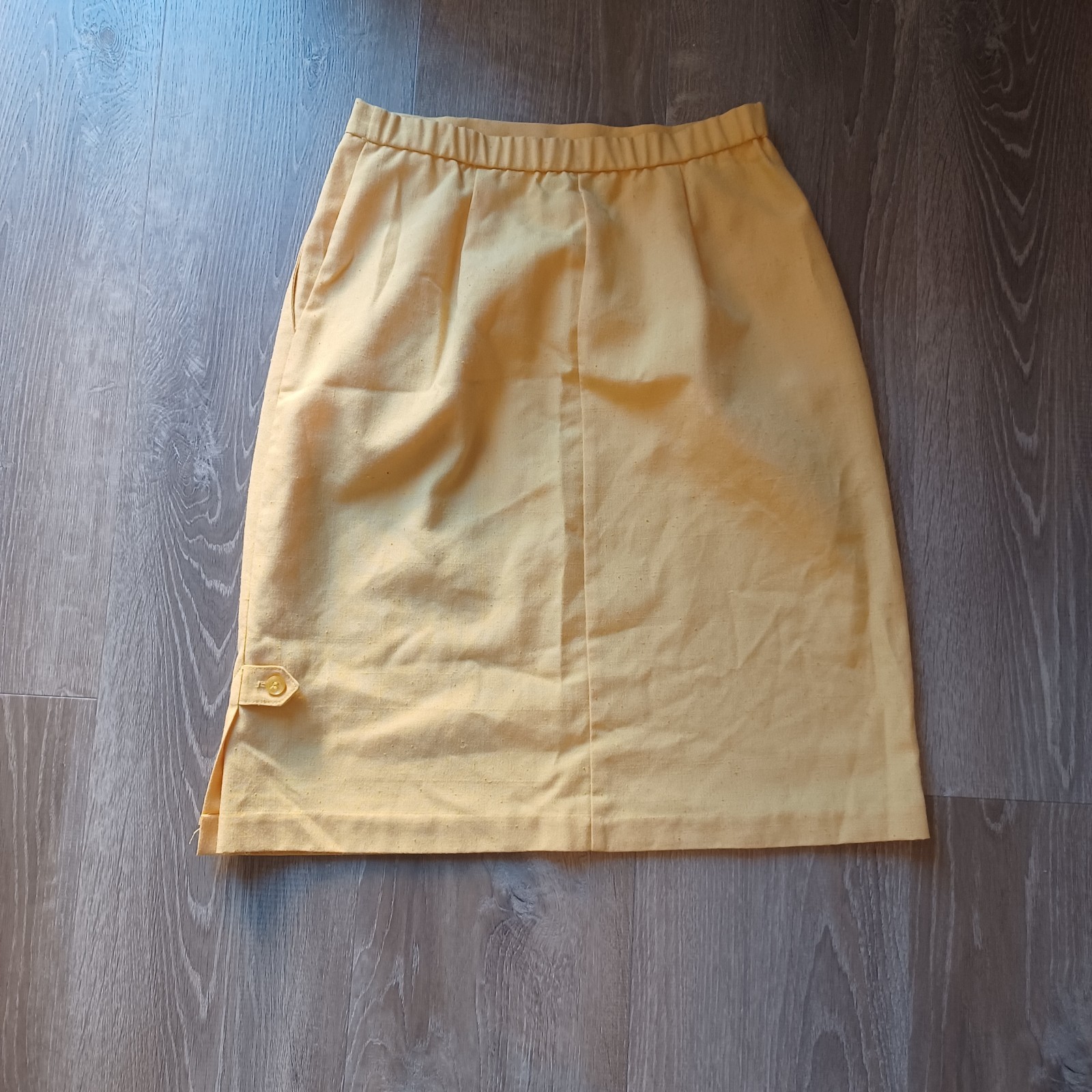 Vtg Joyce Sportswear Yellow Pencil Straight Skirt Pleats Sz 13/14 Made in USA