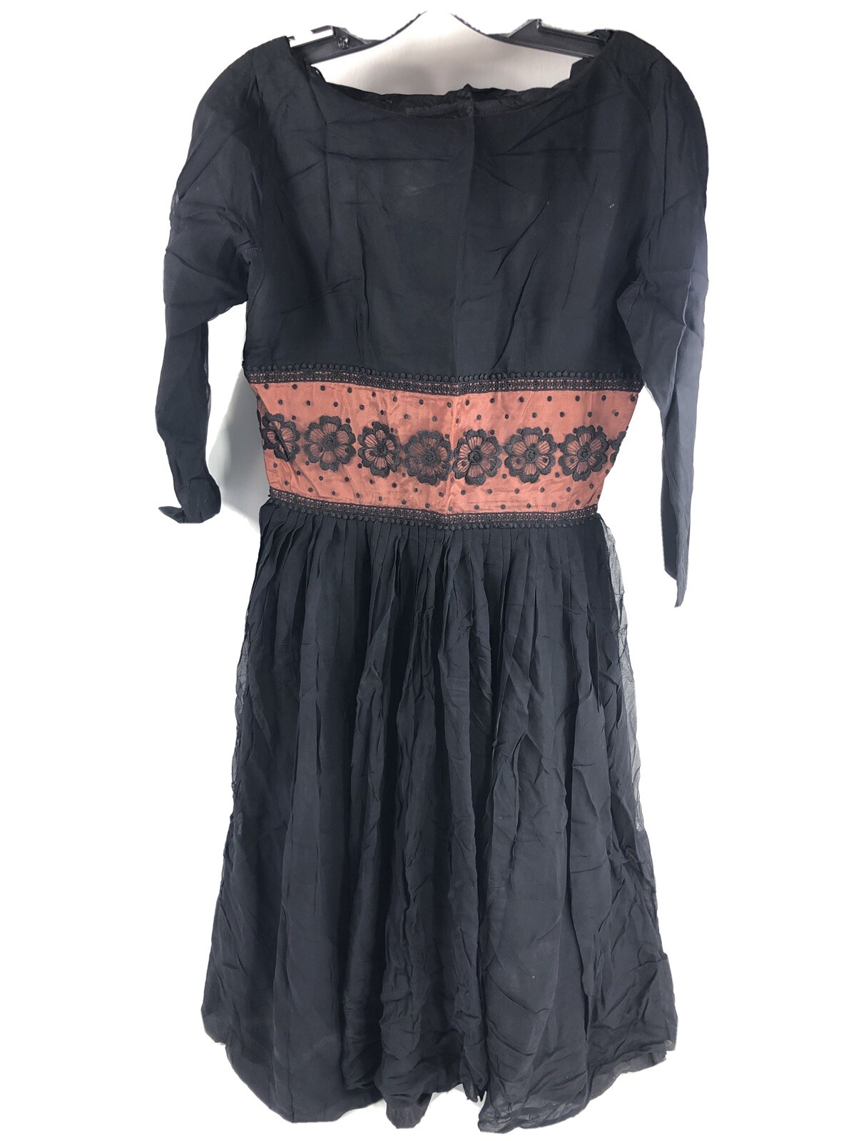 Vtg Black Rose Floral L&rsquo;Aiglon Fit Flare Rockabilly Dress – Sz 12