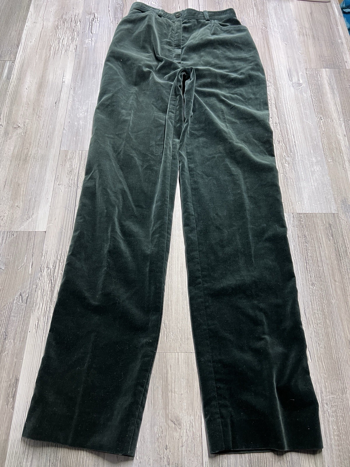 Vintage 80s Womens Velvet Pants Dark Forest Green JH Collectibles Size 6/7