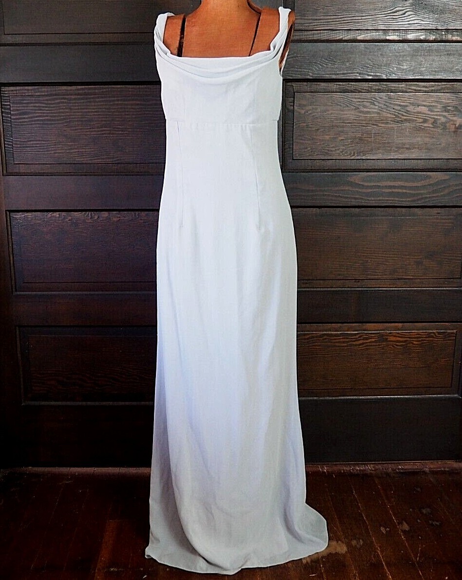 VTG 90s Bari Jay Gray Chiffon Maxi Formal Dress Sz 5-6 USA Union