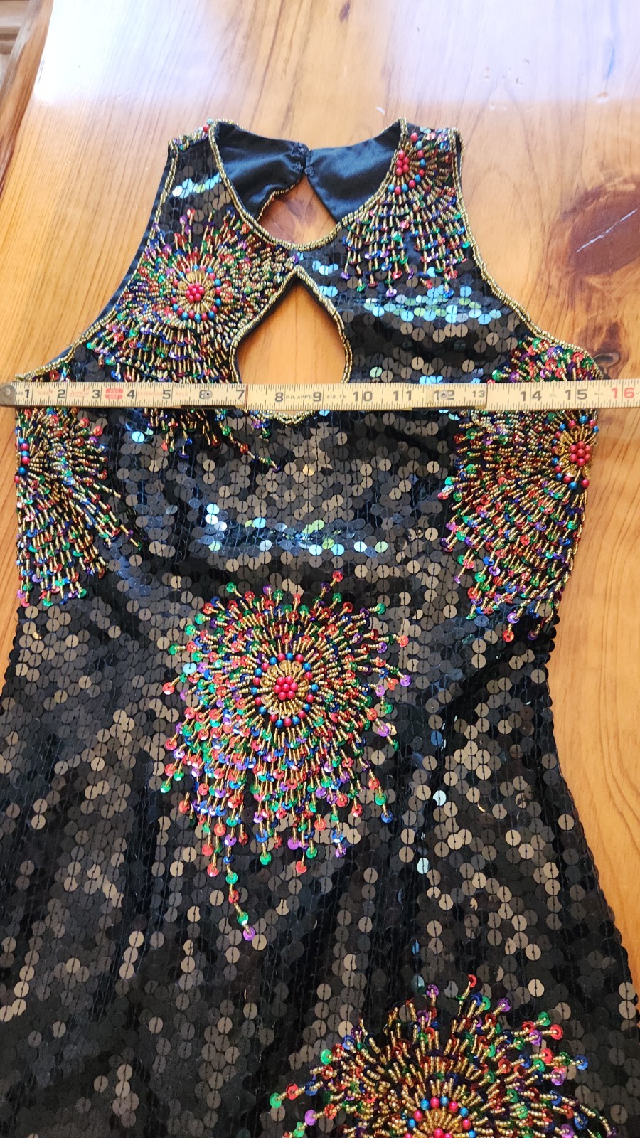 Vintage Nadine 80’s Fireworks Sequin & Beaded Keyhole Dress Size Small