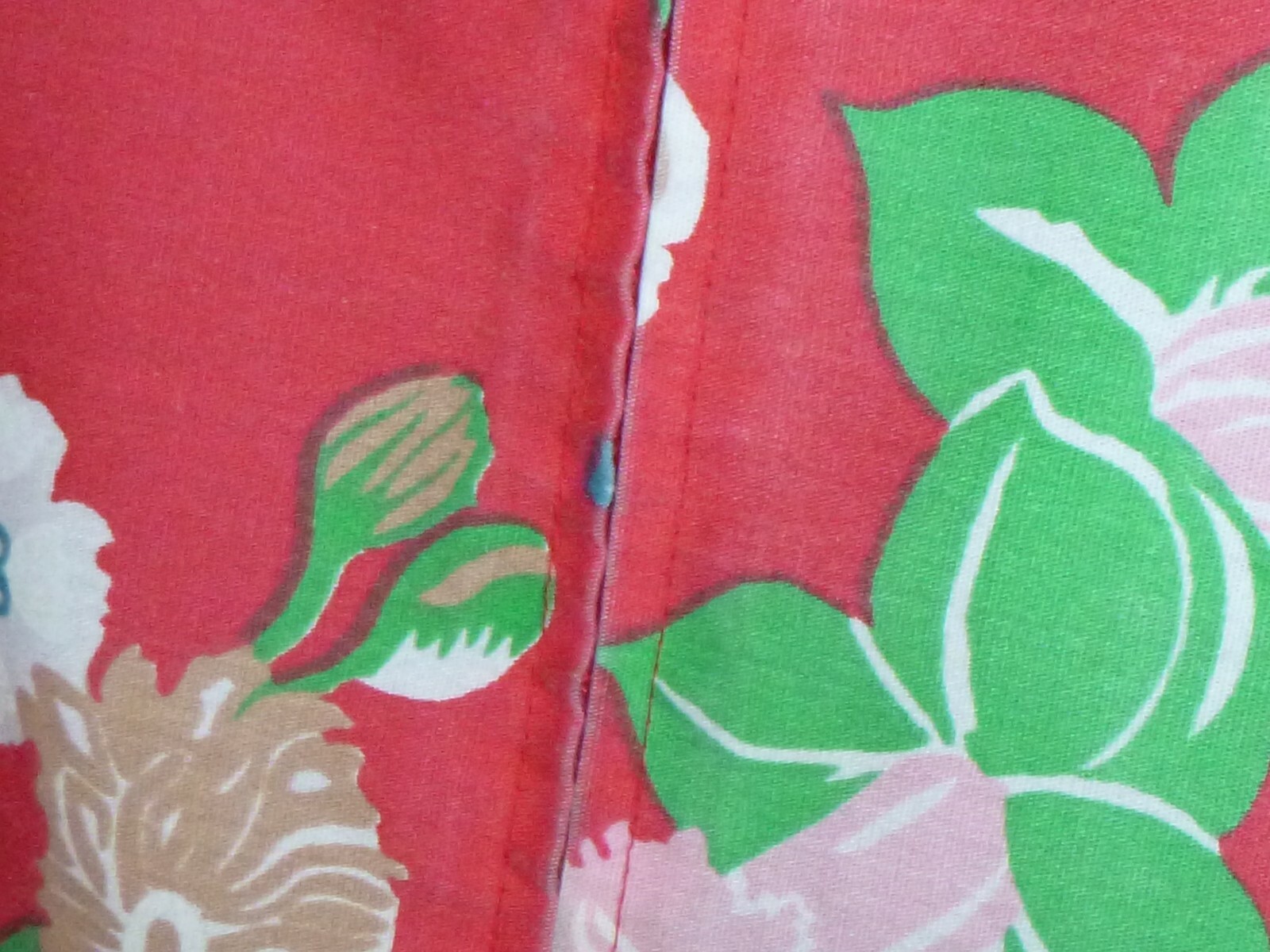 Vtg 70s Trapeze Flower Power Zip Front Day House Dress Red Tropical Floral Sz M
