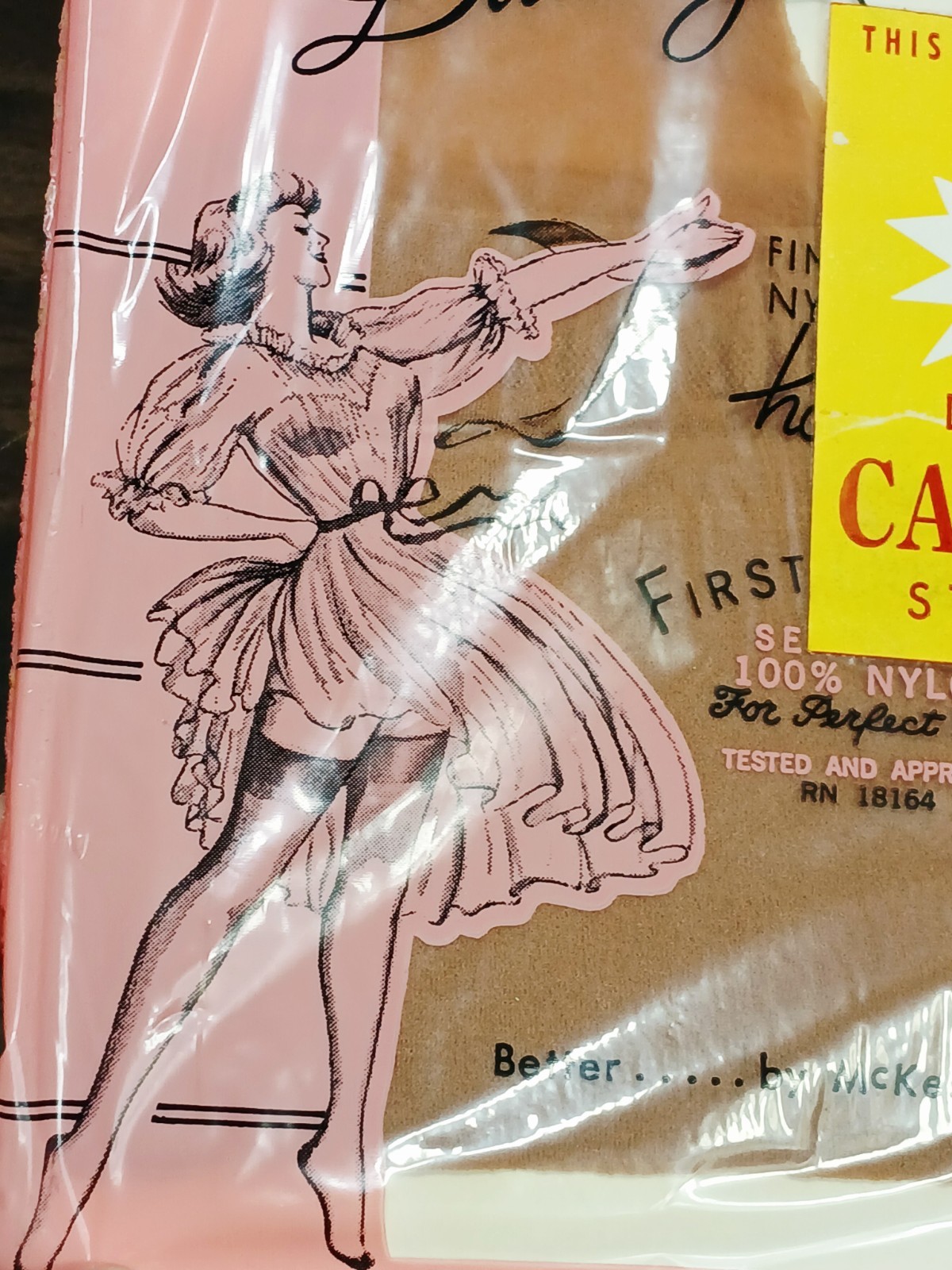 Vtg 50&rsquo;s Cantrece Stockings = Lot of 2 Pairs = Beige/Short 8.5-9 size = NOS