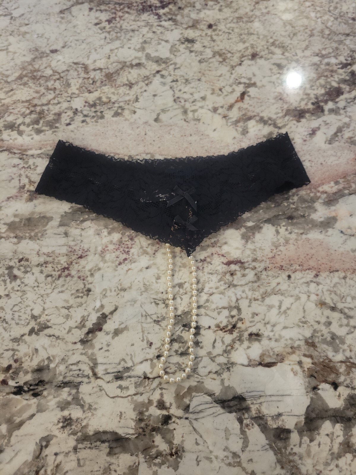 Vintage 2003 NWT Victoria’s Secret Bracli Pearl Strand Lace Thong Panties O/S