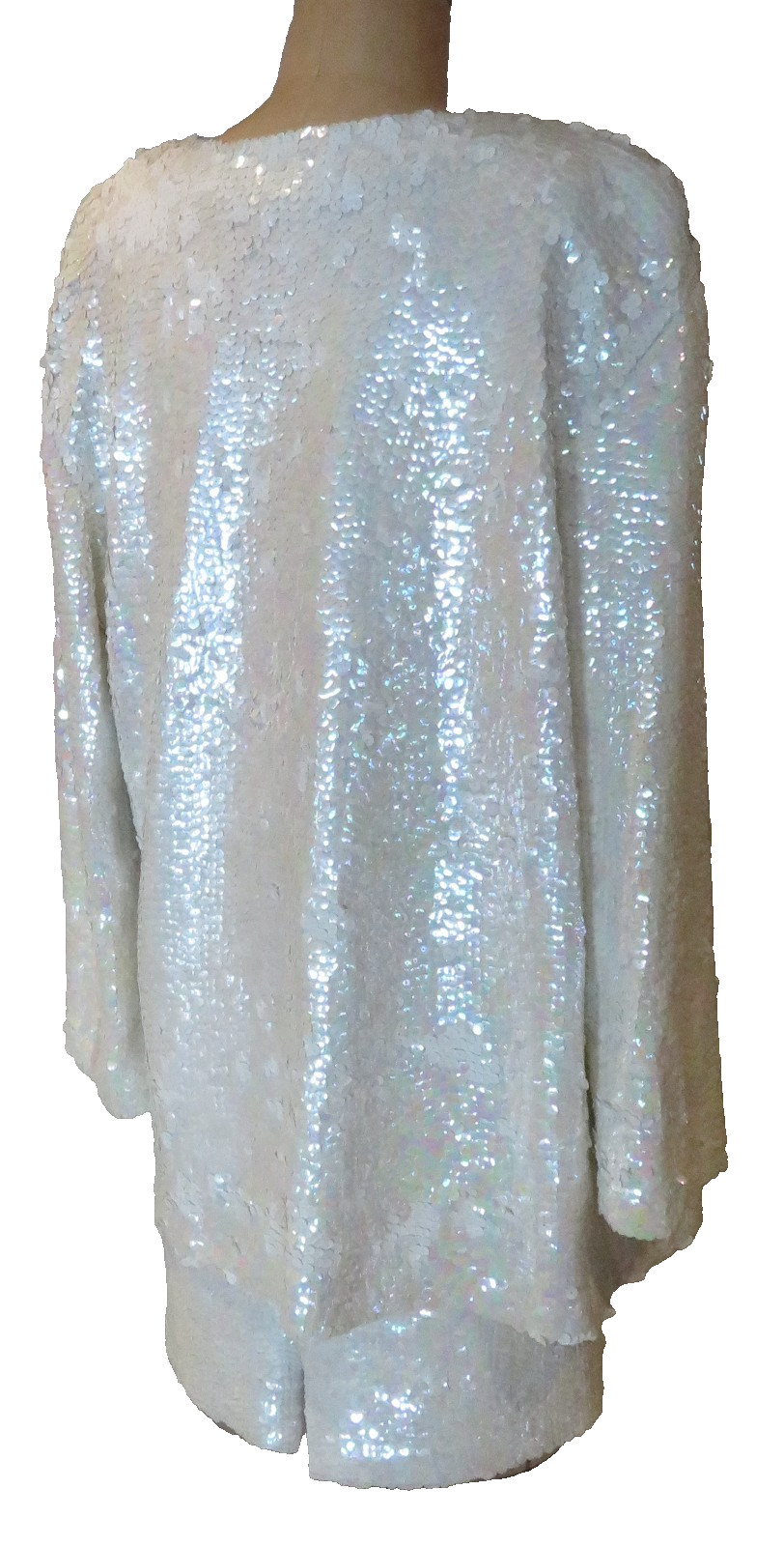 Ensemble Jacket-L Skirt-M White iridescent Sequined Entirely Brazil New Vtg