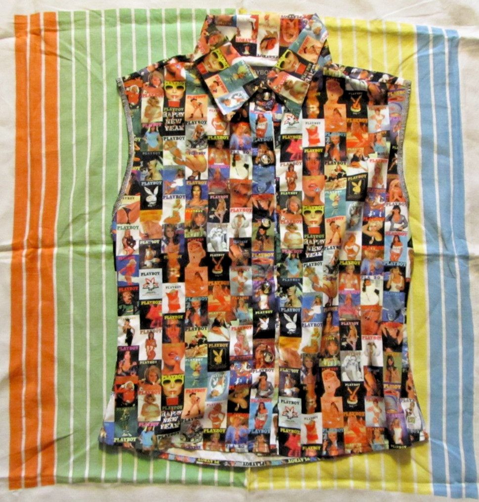 Vintage 1990&rsquo;s Playboy magazine covers button down blouse women&rsquo;s size L