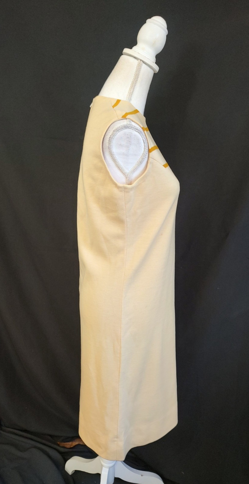 60s Vintage Dress Laura Aponte MCM Mod Space Age Shift Merino Wool Italy Beige L
