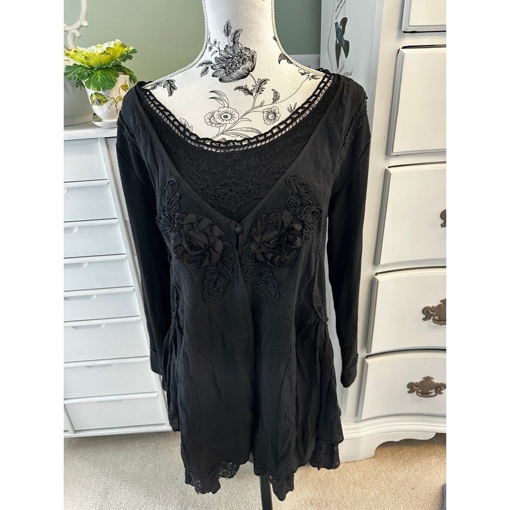 Pretty Angel Boho Victorian witchy whimsygoth fairy grunge lace Top size L