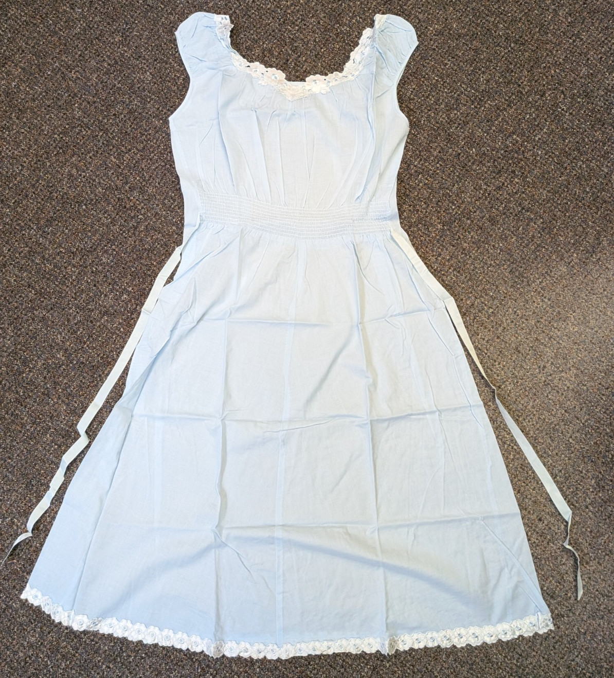 Vintage Tailored by Katz Blue Floral Sleeveless House Dress Nightgown Peignoir