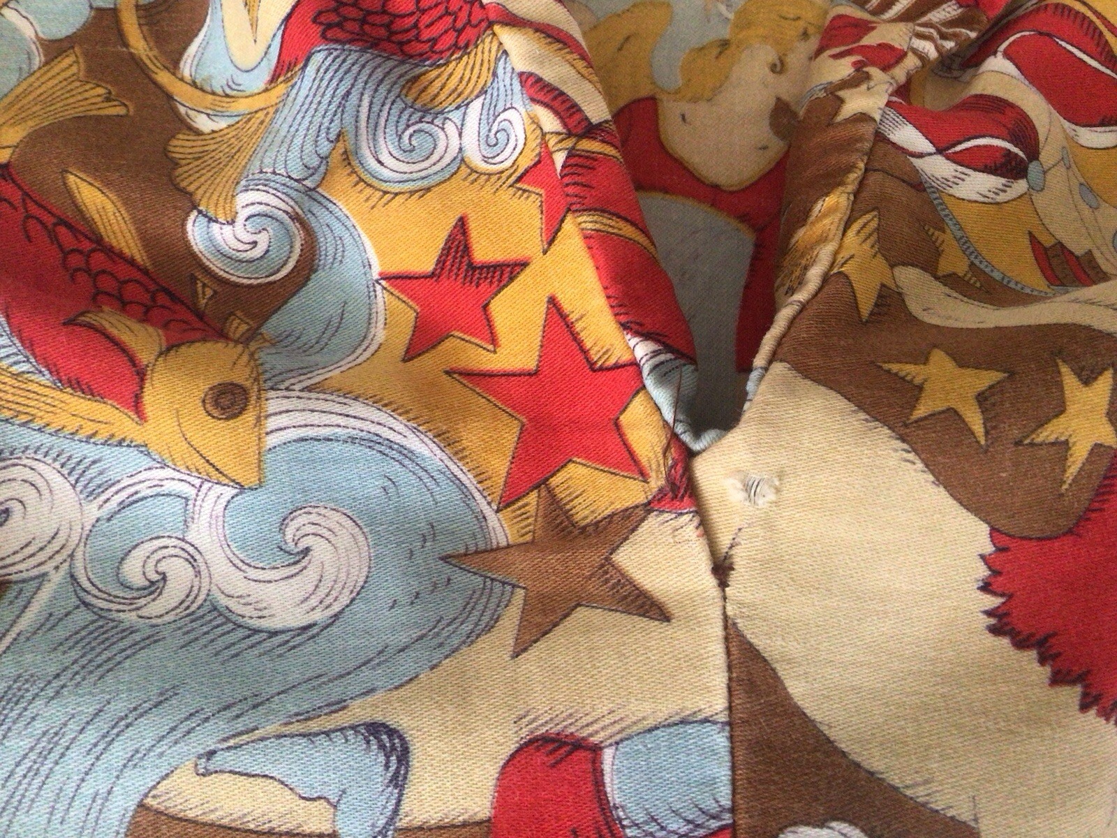 Vintage 1960s 70s Pop Art Astrology Horoscope Cartoon Print Cotton Shirt Blouse