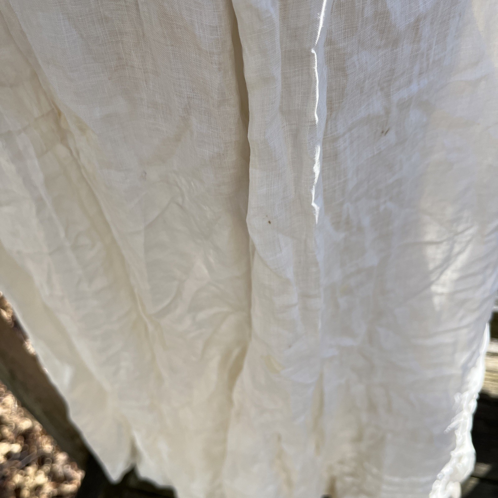 Authentic Edwardian Off White Cotton Lawn Dress c.1900 Lace Pintuck Button Back