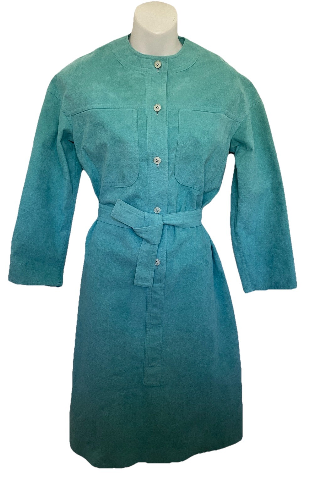 CHESTER WEINBERG For SAMUEL ROBERT VINTAGE 70’s Turquoise Faux Suede DRESS
