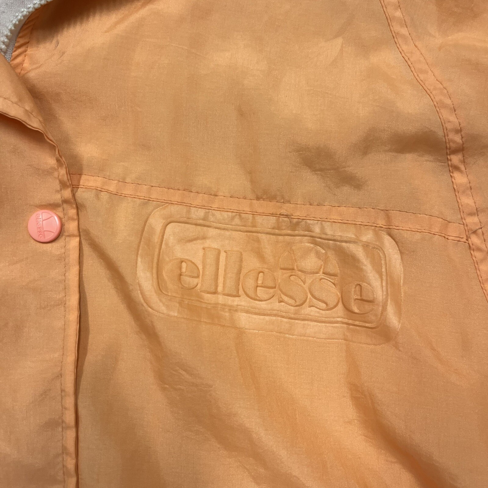 ELLESSE Vtg 80s Orange LINED WINDBREAKER JACKET S All Sports Warm Up Tennis EUC