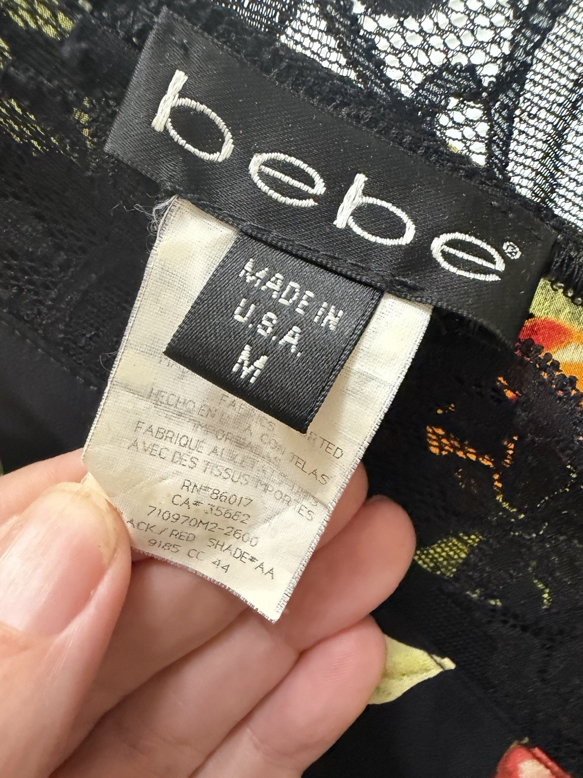 Vintage Y2K Bebe Cherry Print Lace Trim Slip Dress, Black Red, Women&rsquo;s Size M
