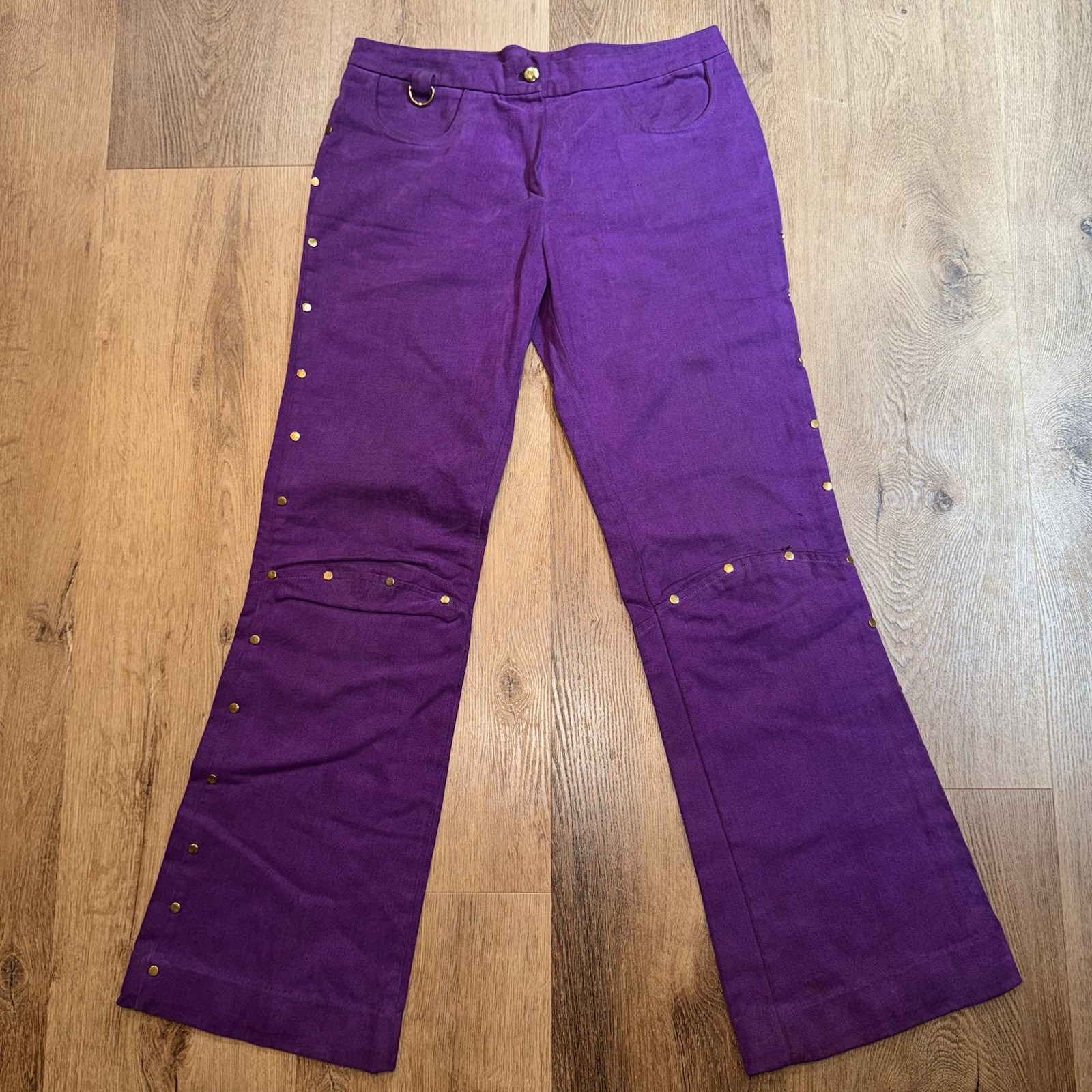 Vintage Bell Bottom Pants Womens 31 x 31 Purple Studded Disco Rockabilly 60s 70s