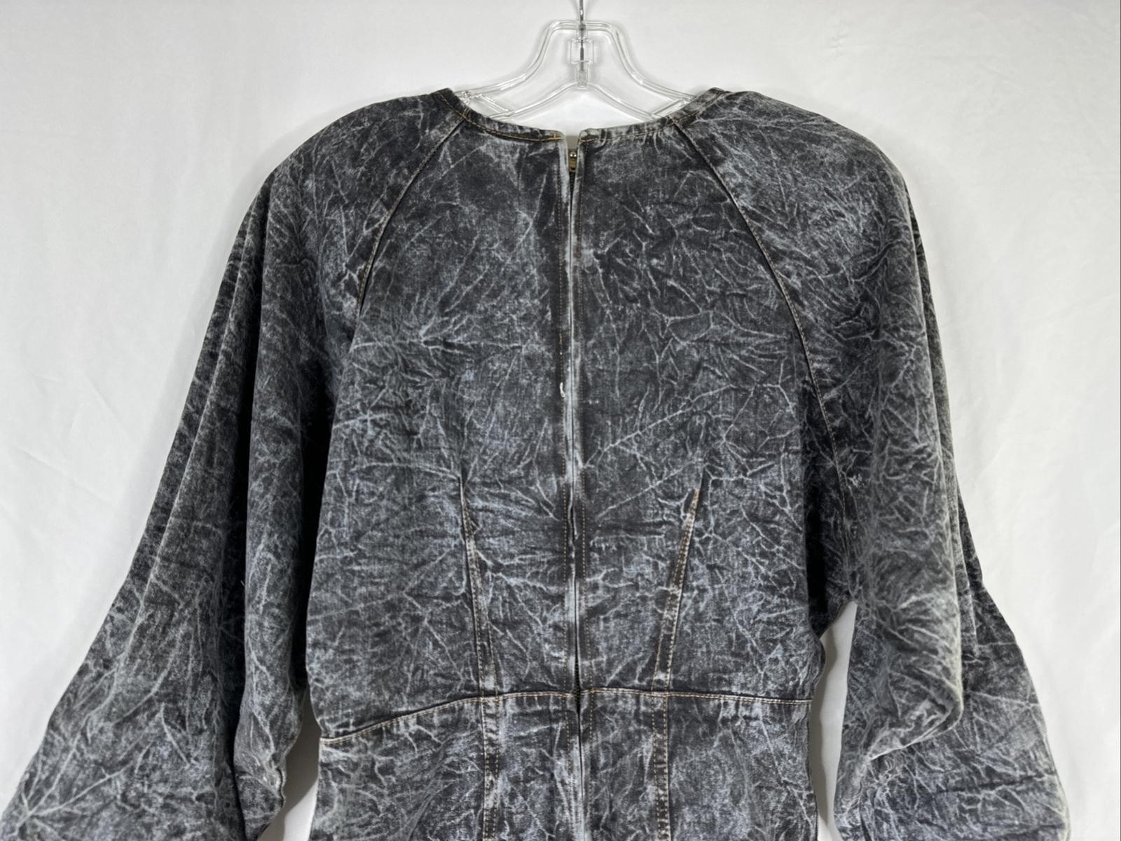 Vintage United States Chemin De Fer Denim Dress Size 9/10 Gray 3/4 Sleeve RARE