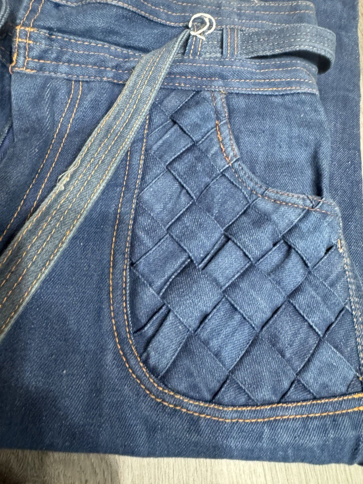 Vintage 70s n&rsquo;est ce pas? Bell Bottom Jeans Hippie size 13/14 Cargo 30×32