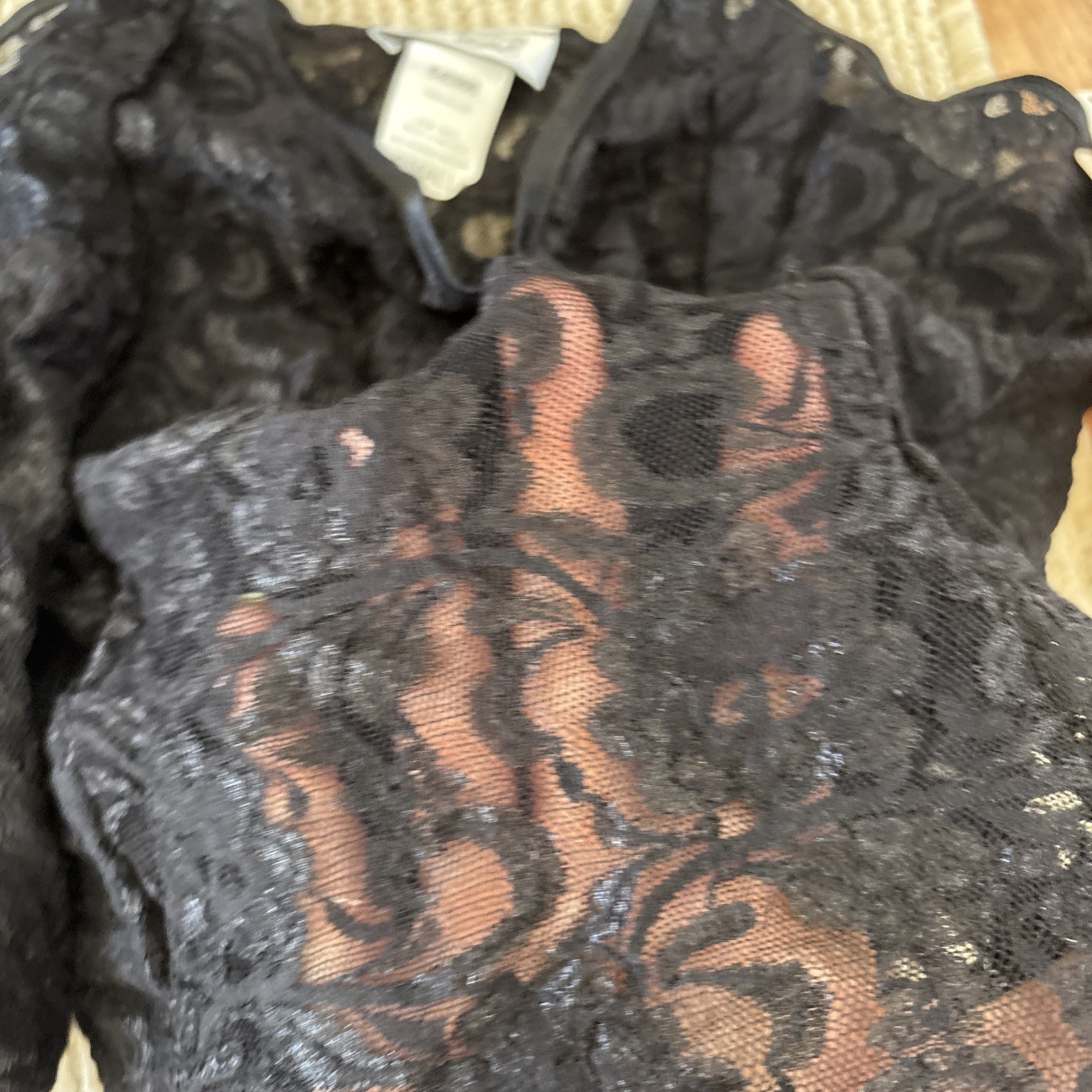 Vintage Cinema Etoile Lace 2pc solid stretch black Lingerie nylon Small NWT