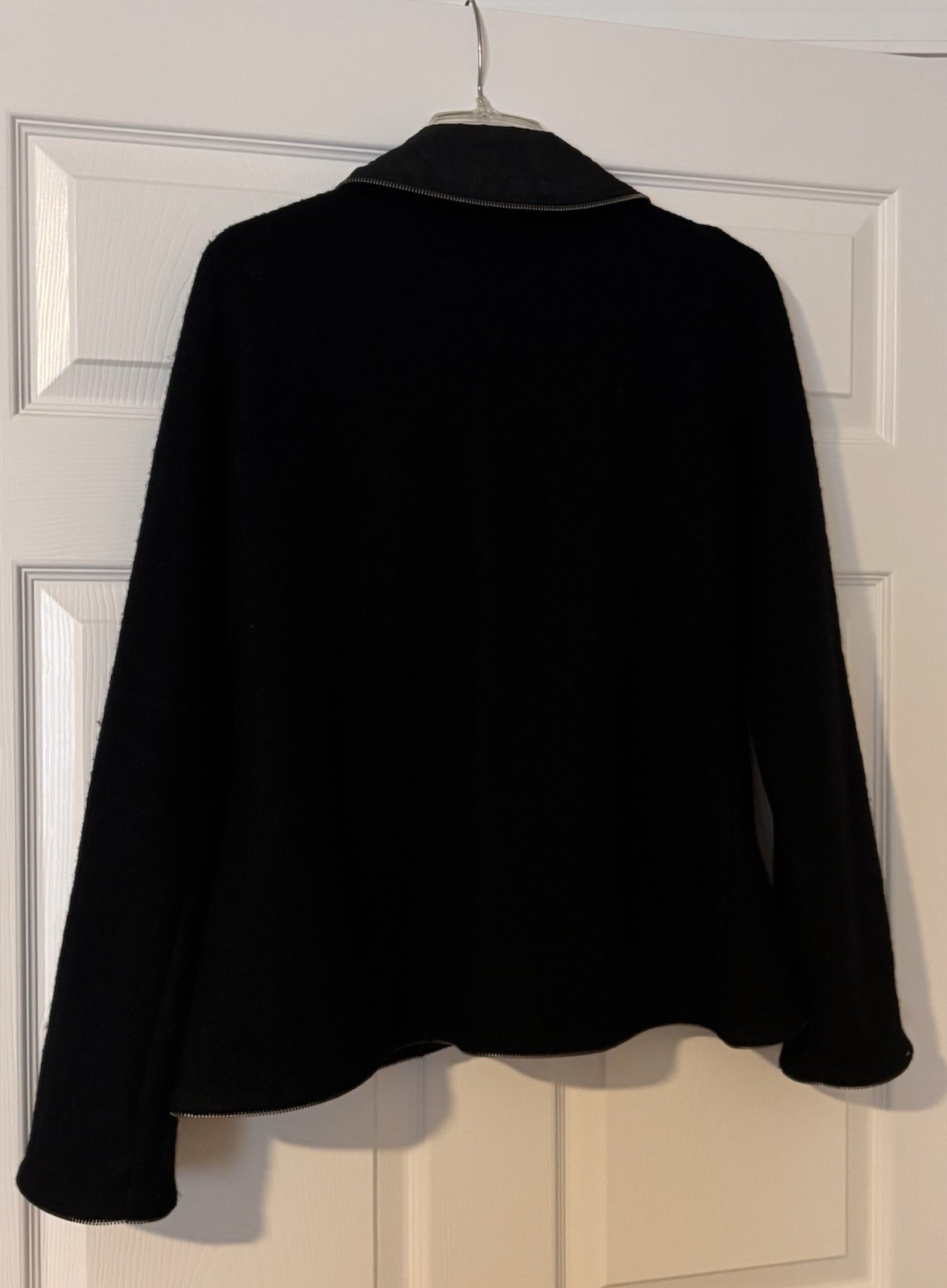VTG CoVelo Black Ruffle Zip Front Jacket Coat Y2K Avant Garde Art To Wear Size L