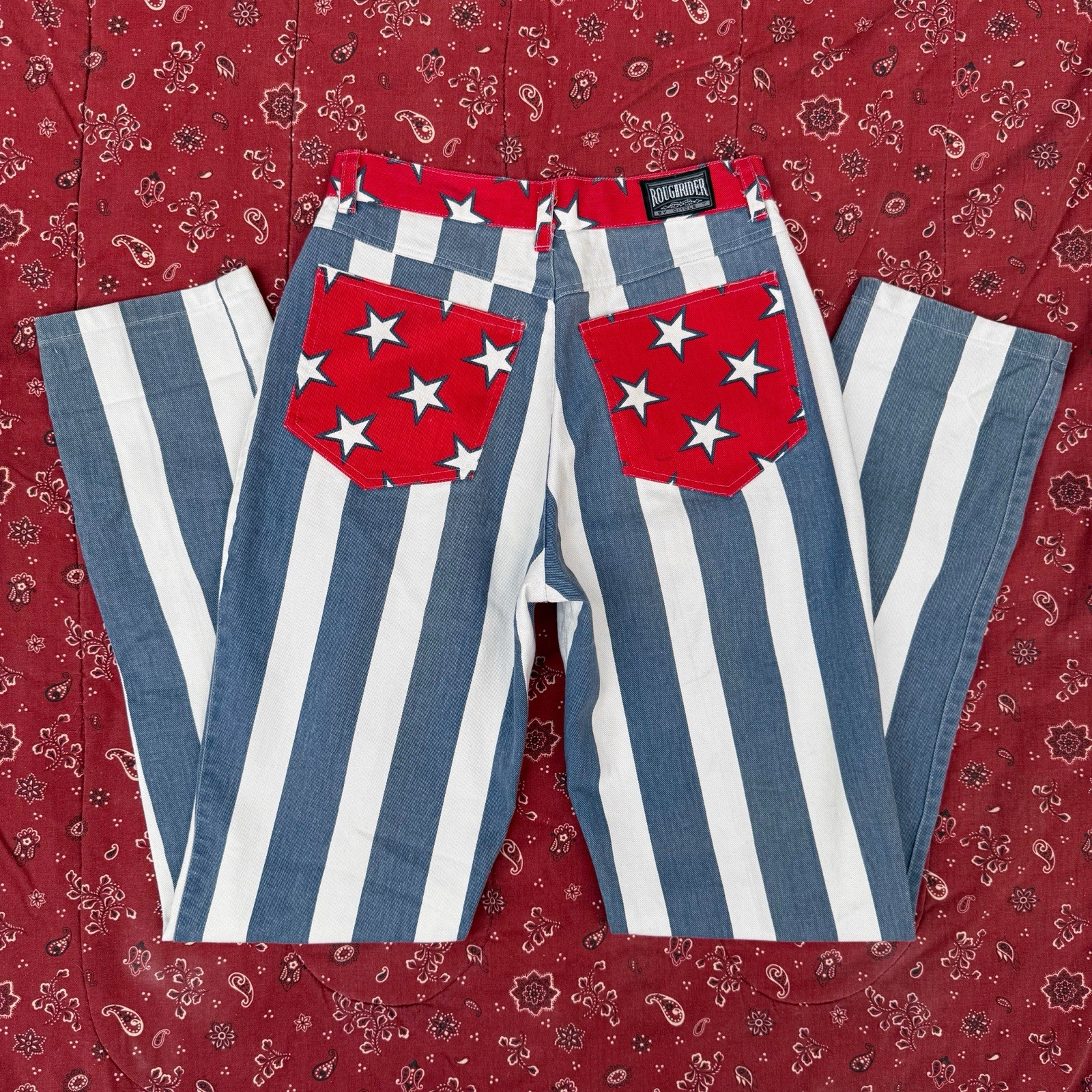 Vintage Roughriders Stars And Stripes Western Pants Women’s 9/10 27 28 USA